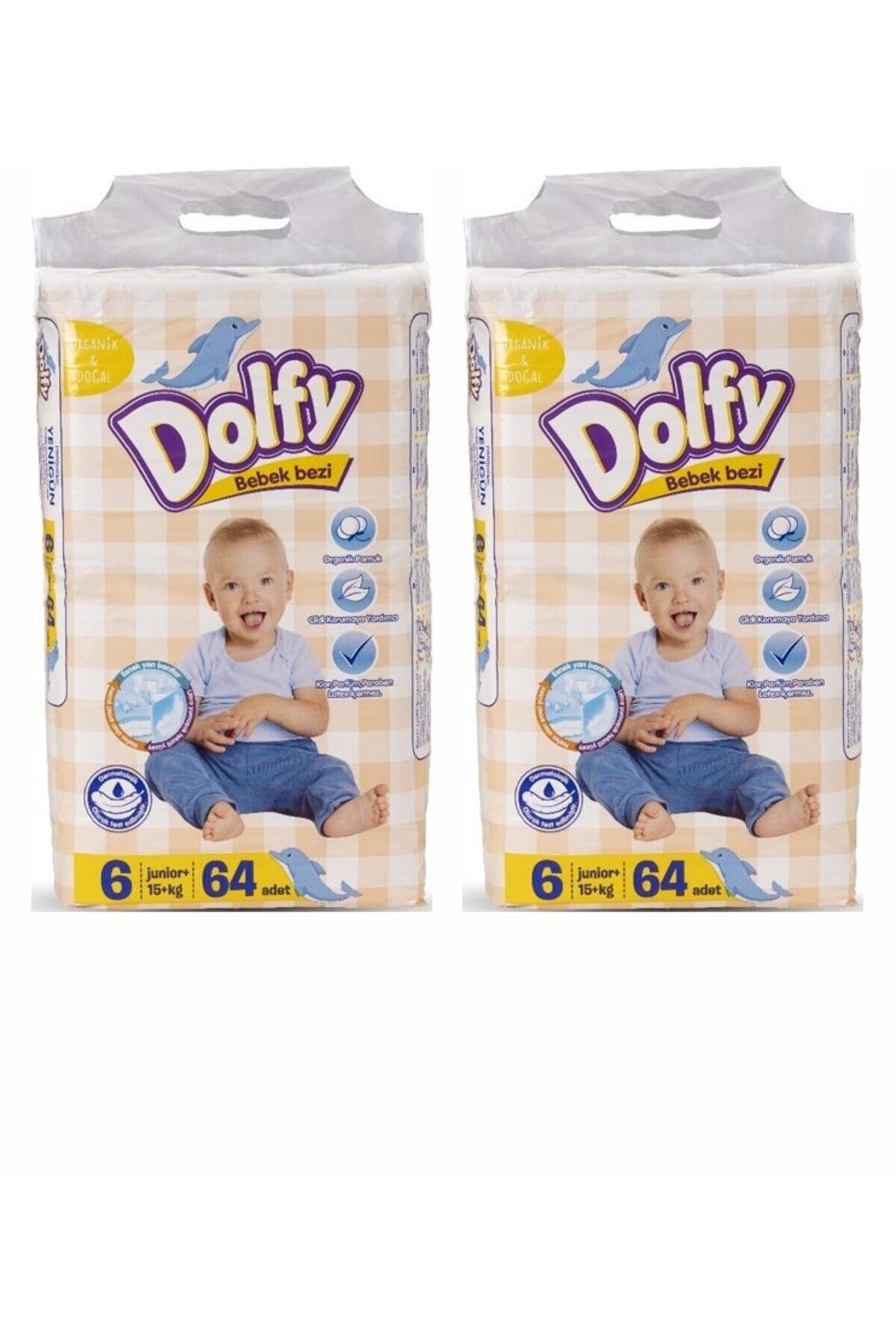 DOLFY Bebek Bezi 6 Beden Ekonomik Fırsat Paketi 128 Adet 15-25 KG (64x2 Paket)