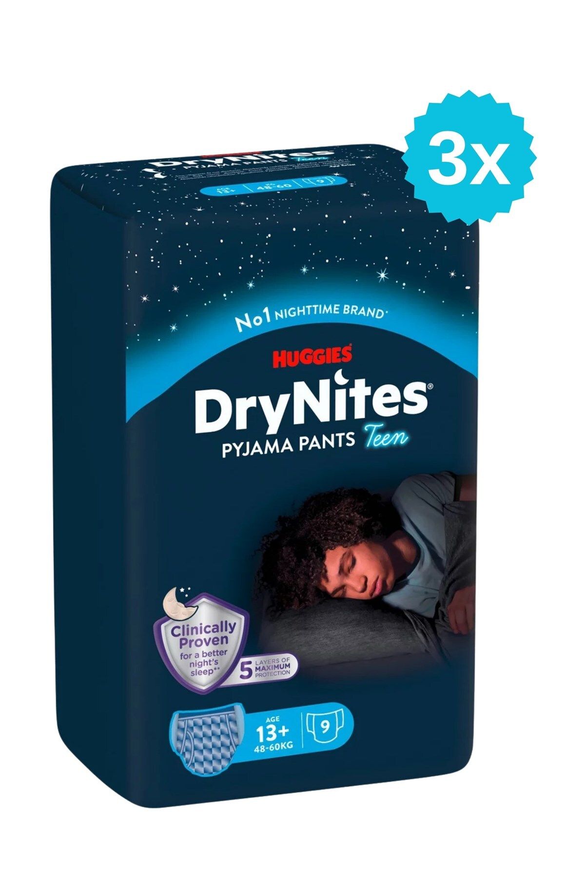 Huggies Drynites Erkek Emici Gece Külodu 13+ Yaş 48-60 Kg 9lu x 3 Adet