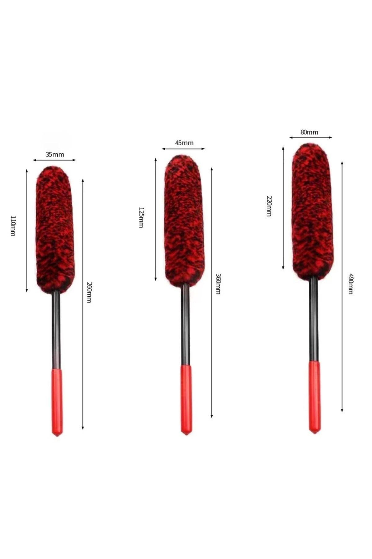 PERİBOİA-Periboia 3Pcs Flexible Plush Auto Wheel Rim - Exhaust Cleaning Brush, Home & Vehicle Cleaning Dusting Brush Set 5