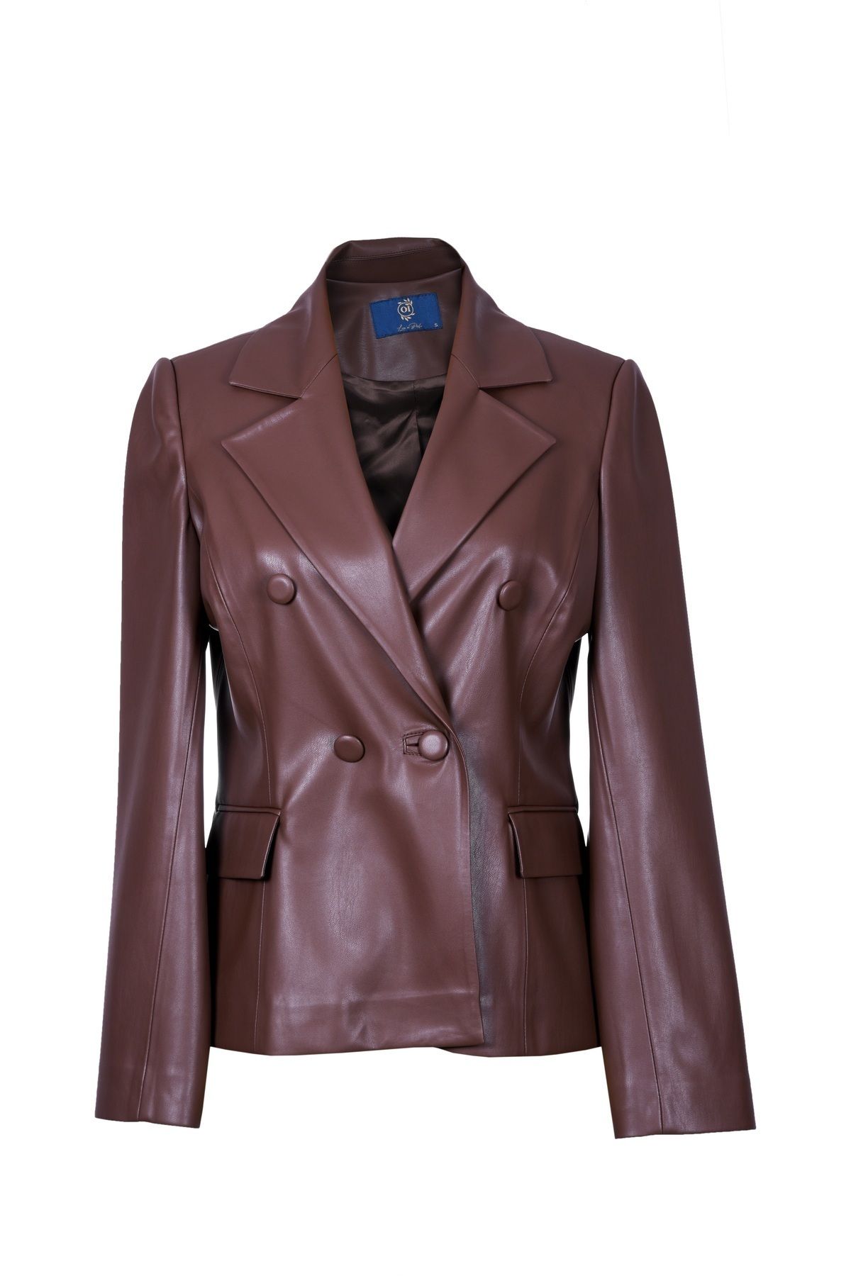 Oilemaperla-Burgundy Leather Blazer Jacket 5