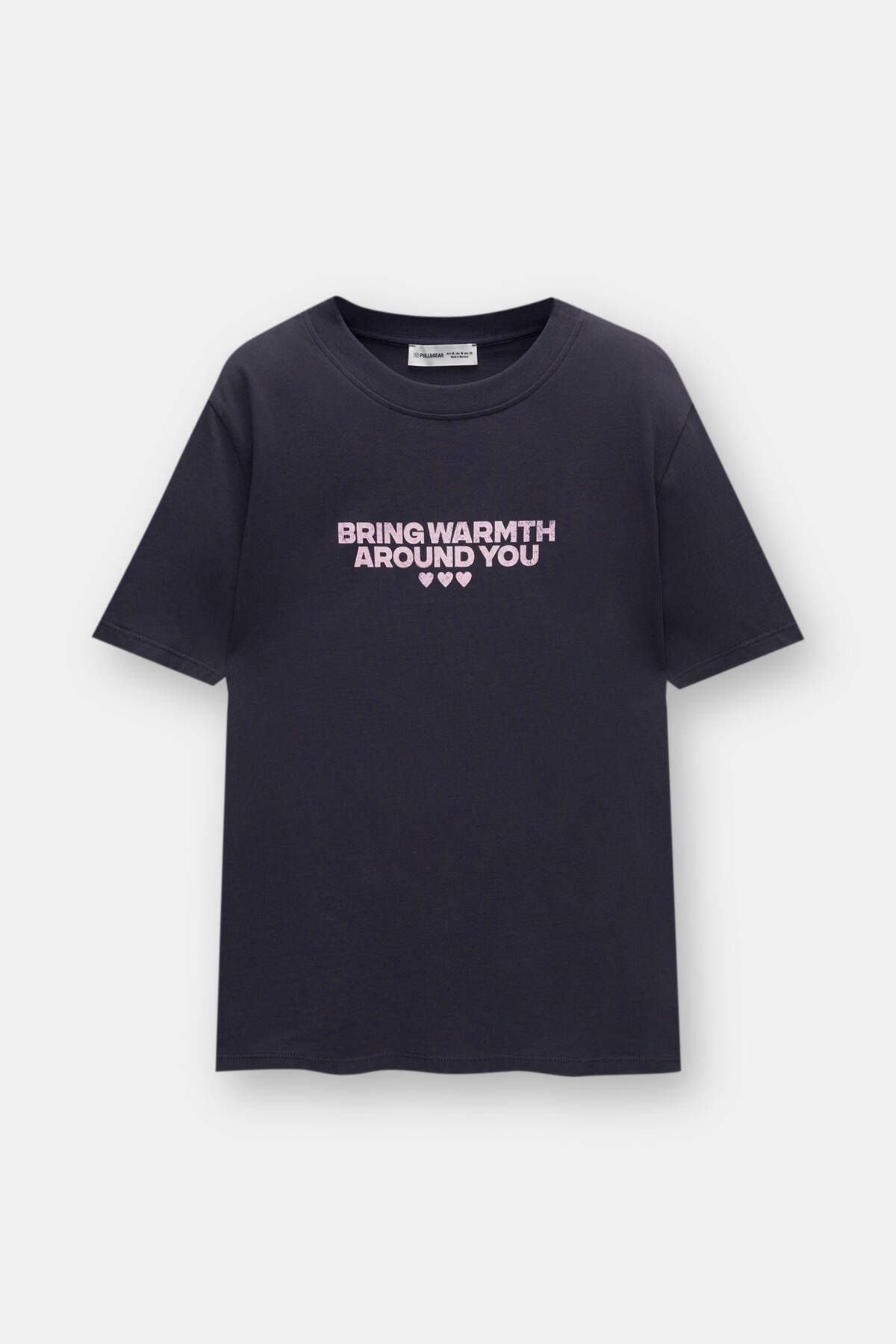 خرید تی‌شرت زنانه نخی با طرح قلب و نوشته Pull & Bear