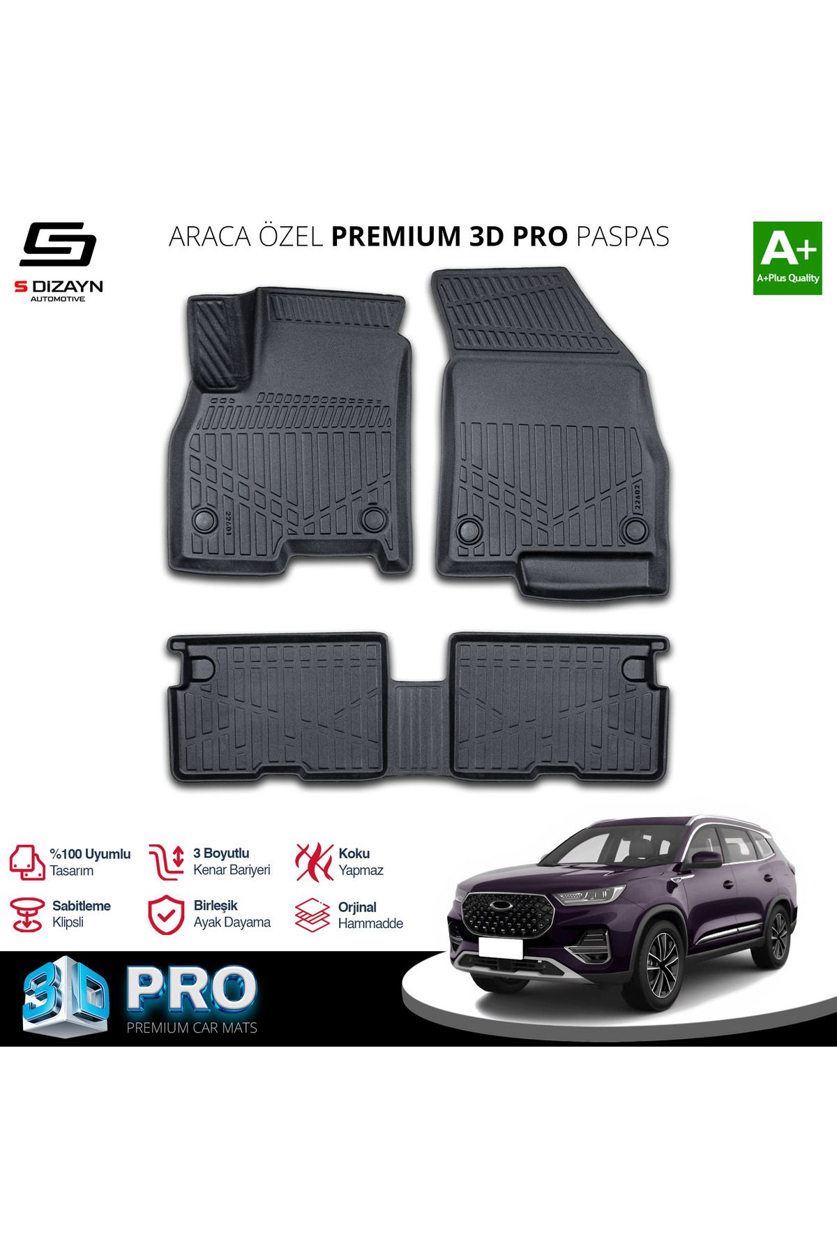 TREND Meka Part Chery Tiggo 8 Pro 3D Pro Havuzlu Paspas 2022 Üzeri A+ Kalite