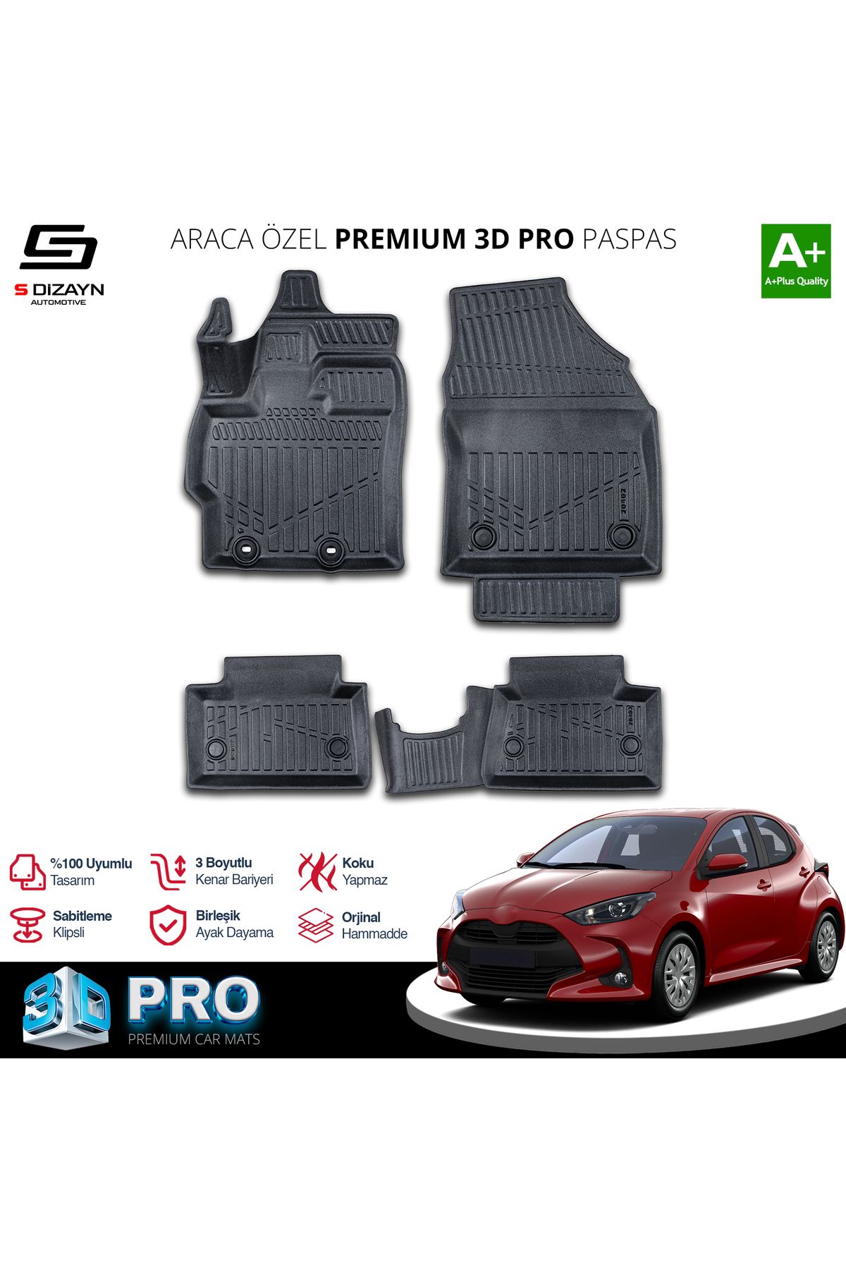 TREND Meka Part Toyota Yaris 3D Pro Havuzlu Paspas 2020 Üzeri A+ Kalite