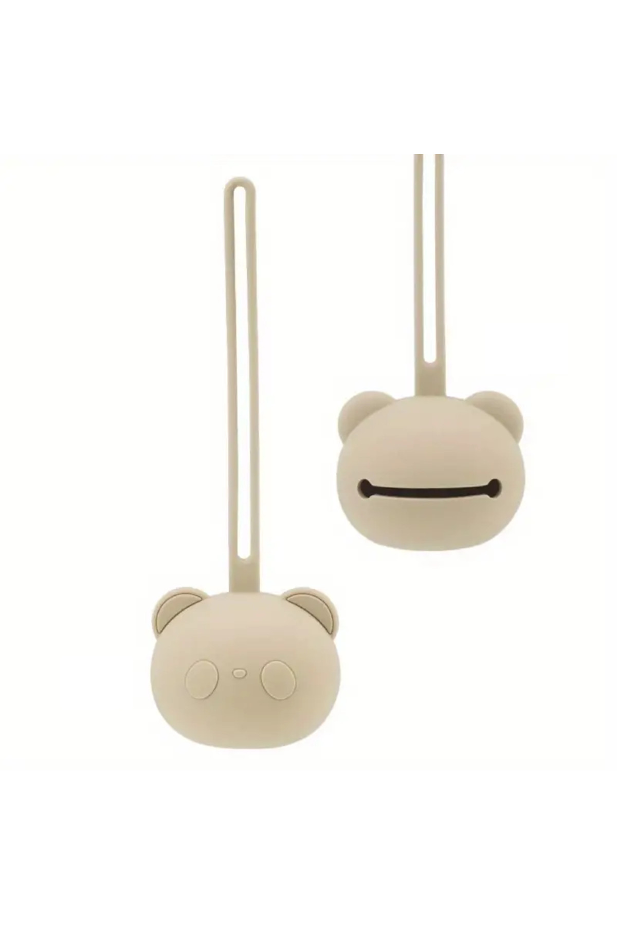 The Cloudish Shop Silikon Emzik Saklama Kutusu Emzik Tutucu Taşınabilir Askılı PANDA Desenli BEJ fotoğrafı 4 (önizleme)