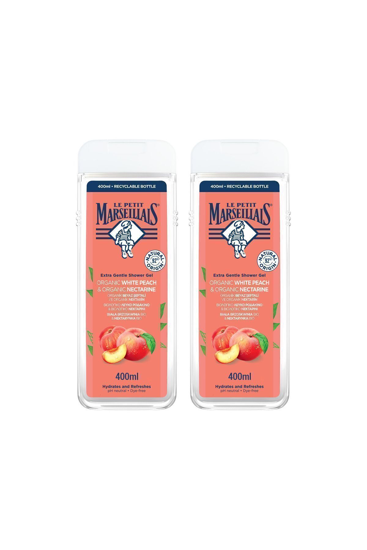 Le Petit Marseillais-Le Petıt Marseılıaıs 2*400ml Shower Gel White Peach 2
