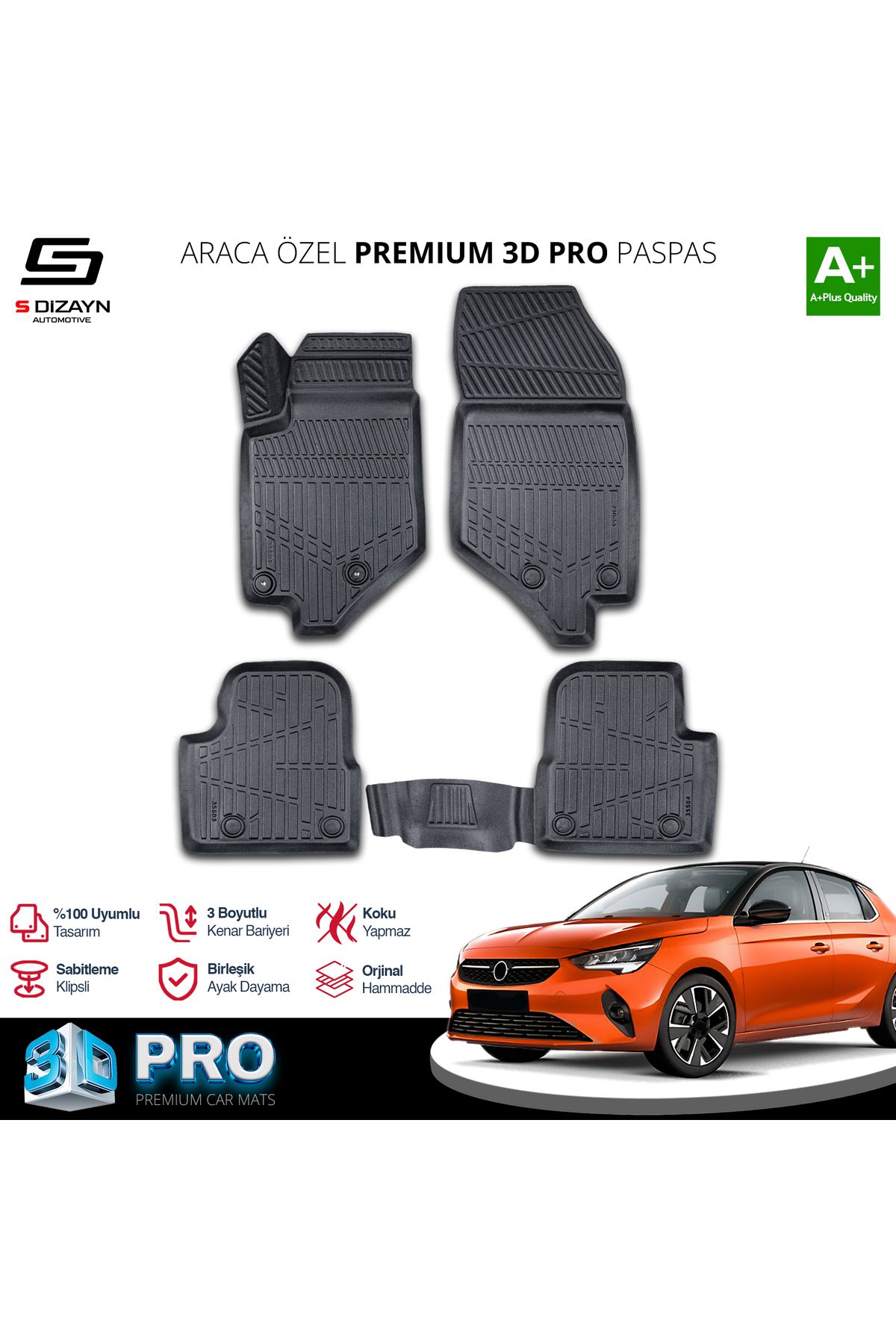TREND Meka Part Opel Corsa F 3D Pro Havuzlu Paspas 2019 Üzeri A+ Kalite