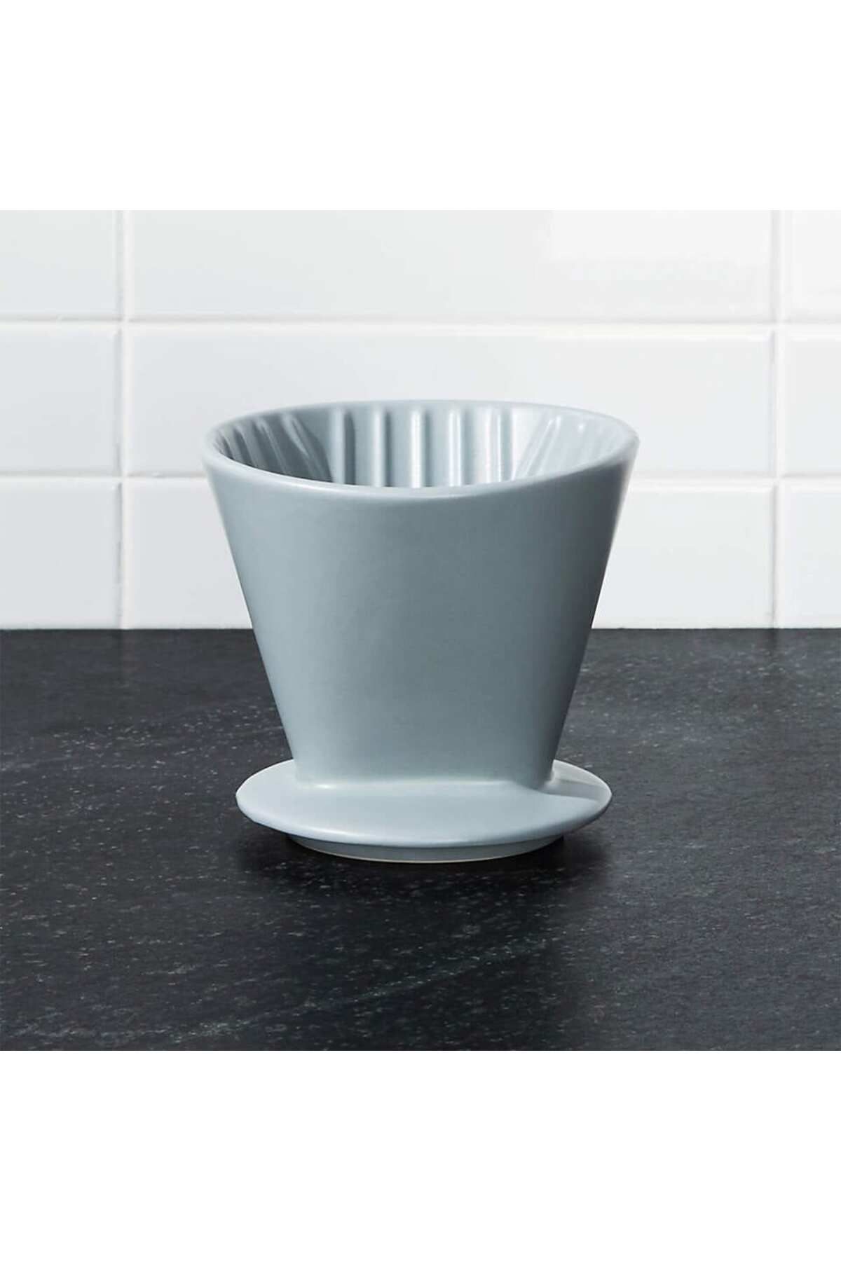 Crate & Barrel Gri Seramik 4 Bardaklık Pour-Over, Demleme Seti