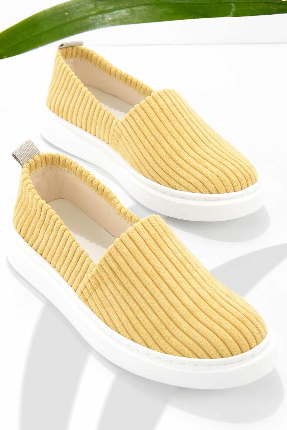 Bambi-Yellow Fabric Women's Casual Shoes K01122001004 1