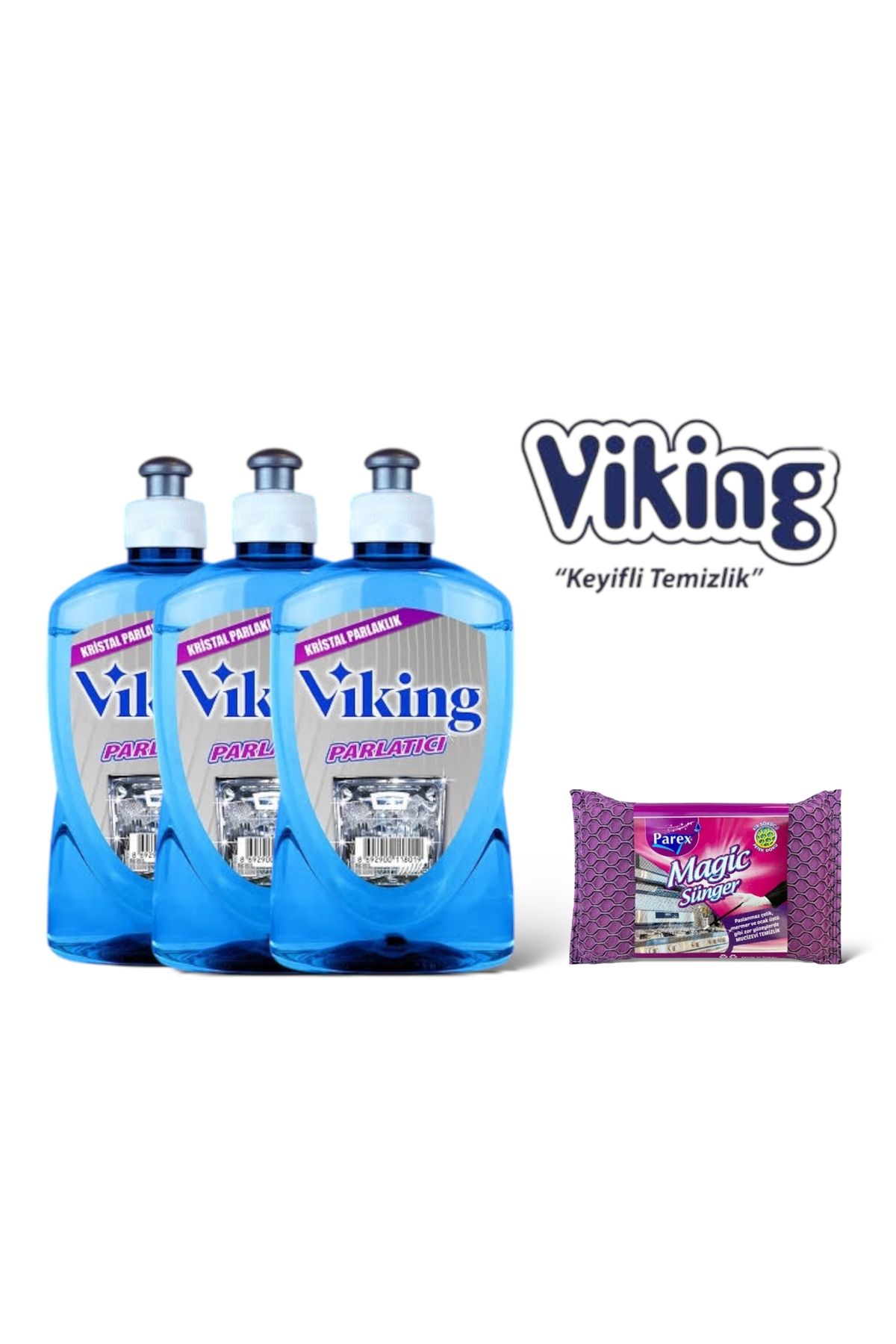 Viking Bulaşık Makinesi Parlatıcı 3 Adet + Magic Sünger