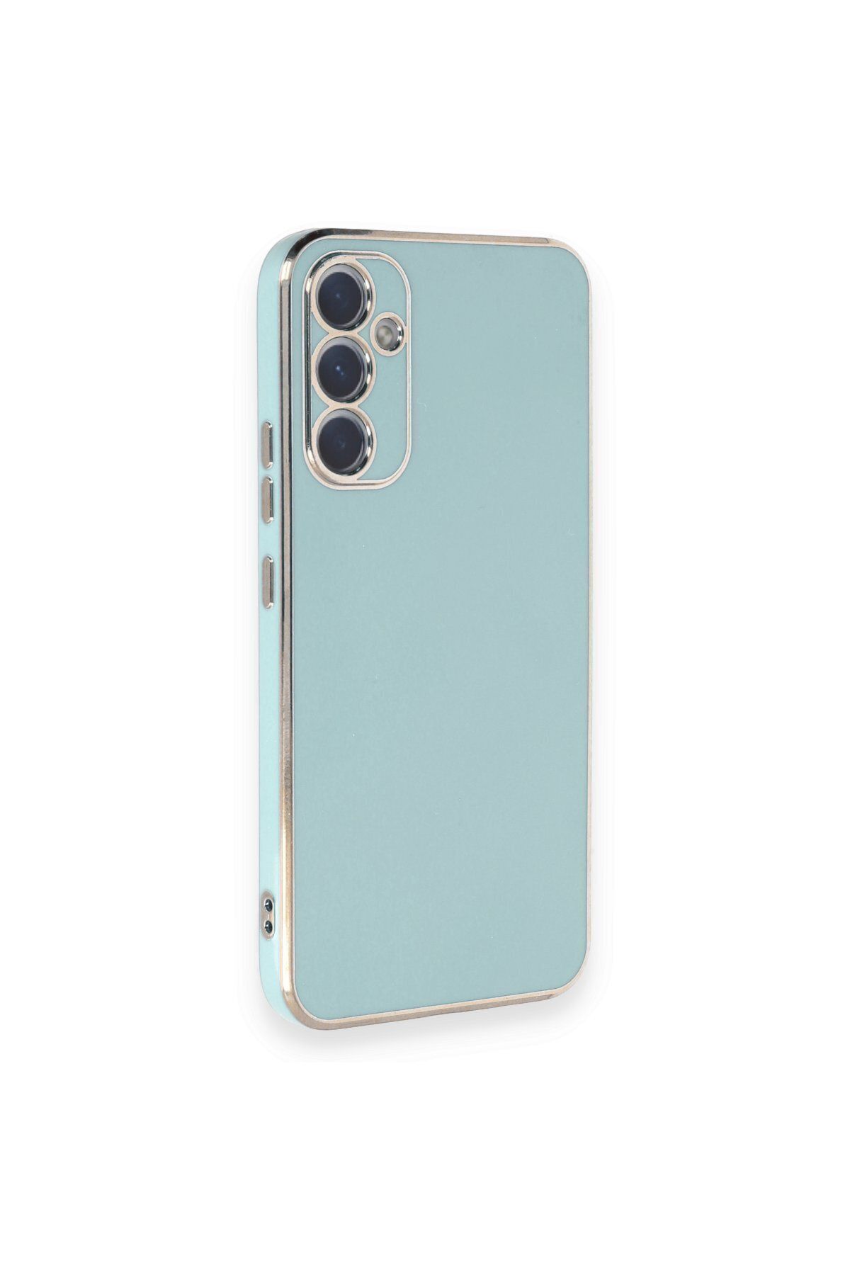 cepmoda Samsung Galaxy A34 5G - Gold Çizgili Renkli Shiny Silikon Kılıf / Kapak - AÇIK YEŞİL