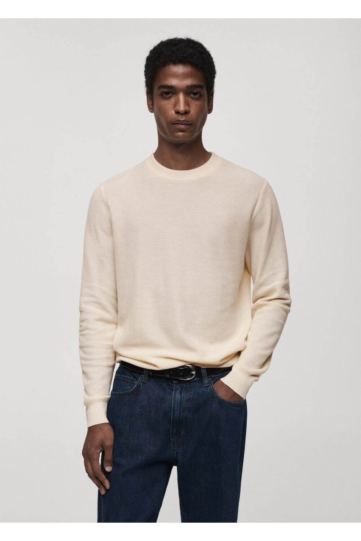 Mikro yapılı pamuklu triko kazak