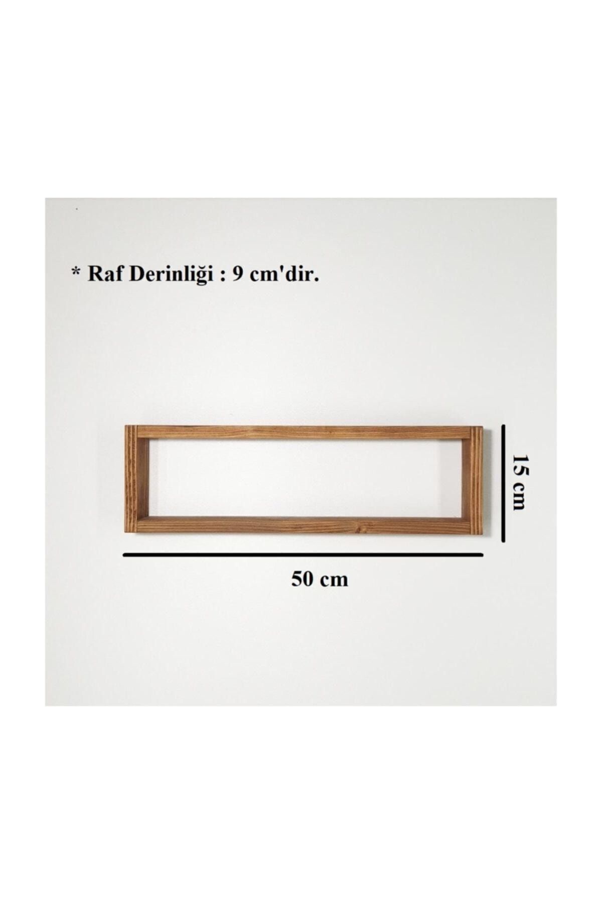 Dekoratif Dikdörtgen Raf Doğal Çam Ağacı (Yükseklik 50 cm X Genişlik 15 cm X Derinlik 8 cm)