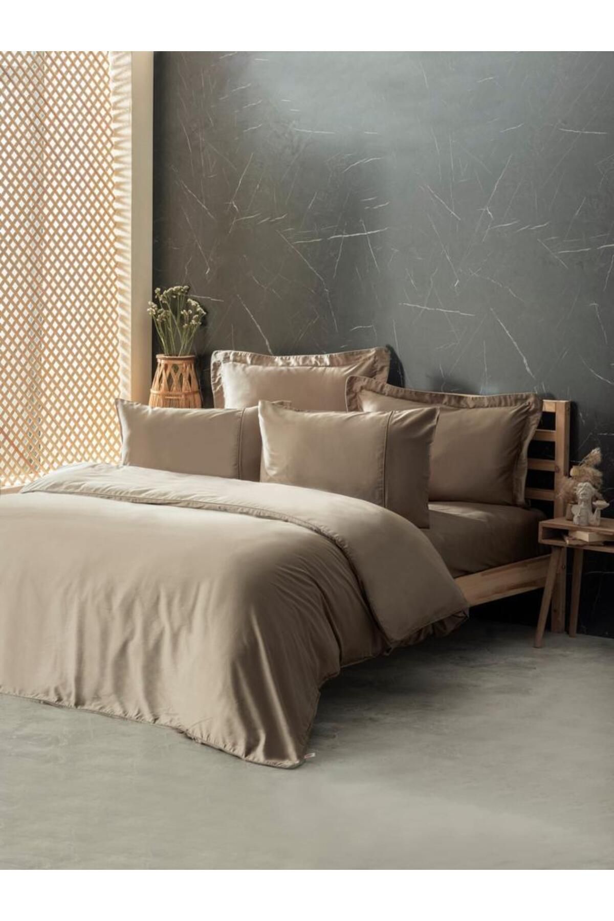 BilfolD Silky İpek Çift Kişilik Nevresim Takımı Bej