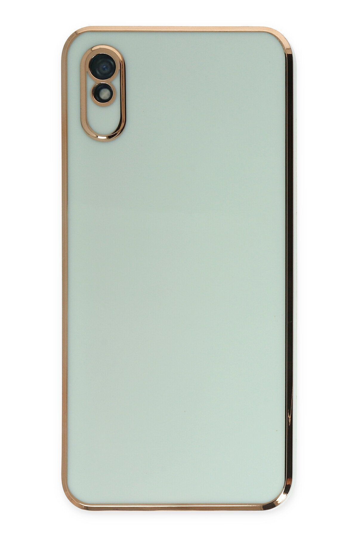 cepmoda Xiaomi Redmi 9A - Gold Çizgili Renkli Shiny Silikon Kılıf / Kapak - AÇIK YEŞİL