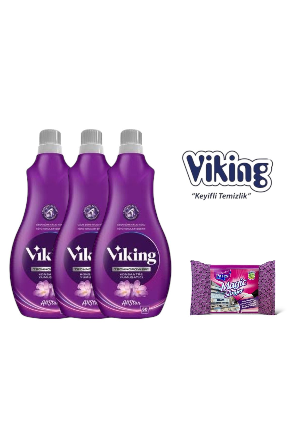 Viking Technopower 1440 ML All Star Yumuşatıcı 3 Adet + Magic Sünger