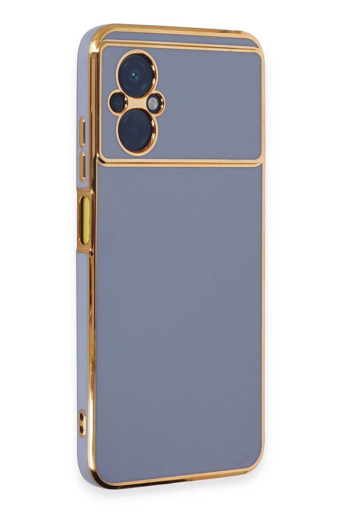 cepmoda Xiaomi Poco M5 - Gold Çizgili Renkli Shiny Silikon Kılıf / Kapak - MAVİ