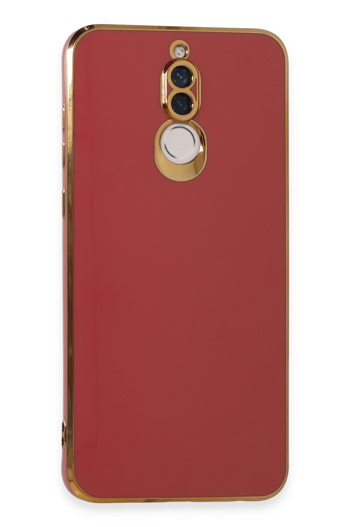 cepmoda Huawei Mate 10 LİTE - Gold Çizgili Renkli Shiny Silikon Kılıf / Kapak - KIRMIZI
