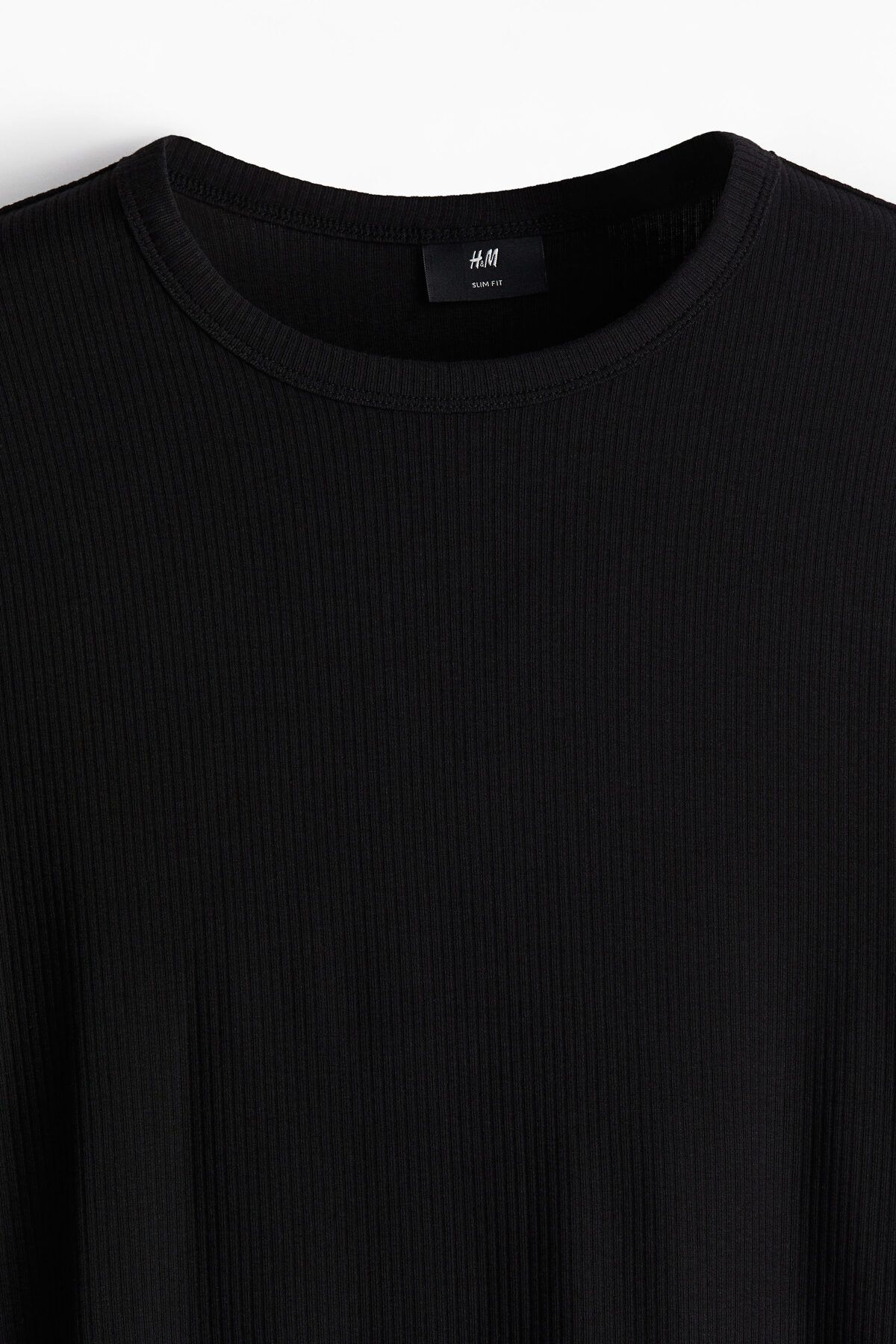 تی شرت مشکی مردانه T SLIM FIT اورجینال H M H&M