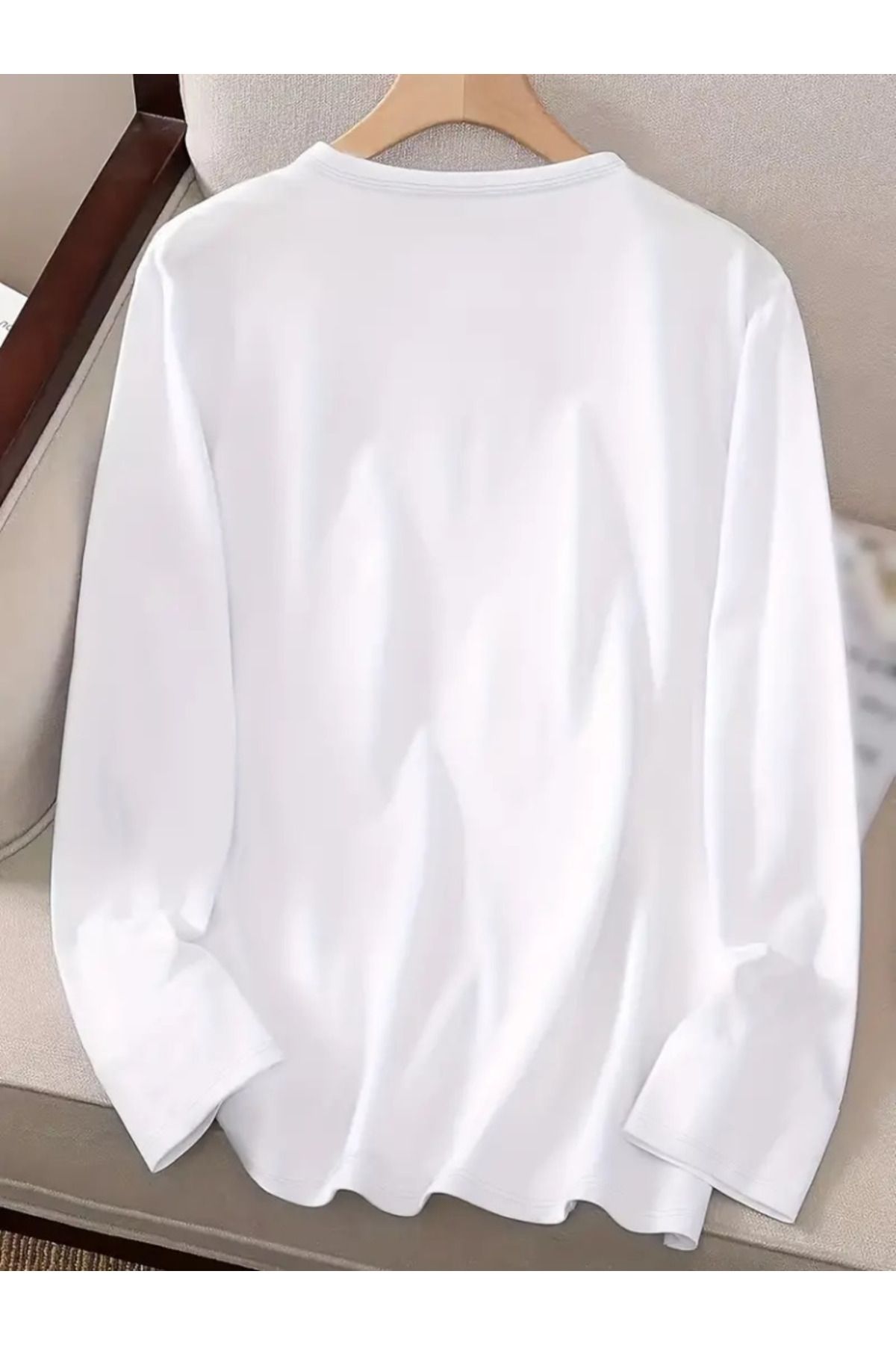AhEs Shopping Kadın Uzun Kollu Bisiklet Yakabe Youdesenli Viskon Bluz