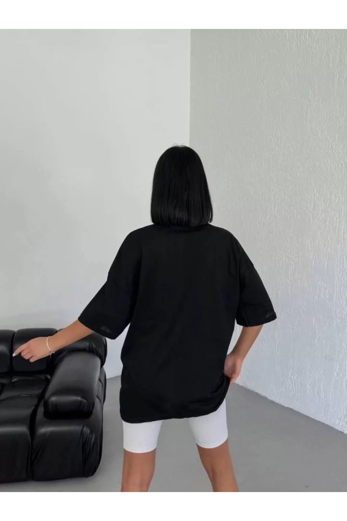 McA all inclusive Unisex Bisiklet Yaka Baskılı Oversize T-Shirt - Beyaz