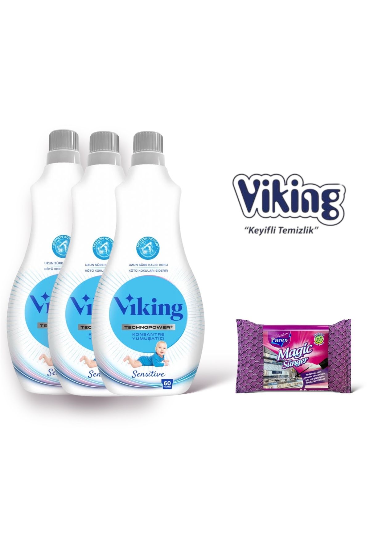 Viking Technopower 1440 ML Sensitive Yumuşatıcı 3 Adet + Magic Sünger