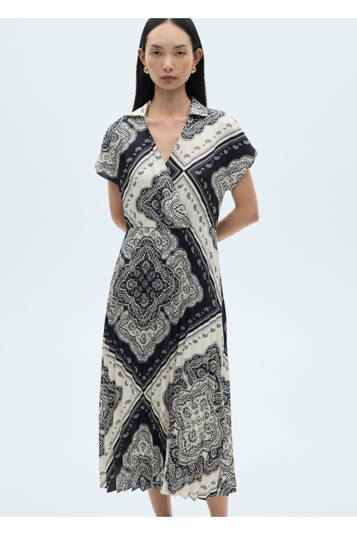 Paisley desenli gömlek elbise