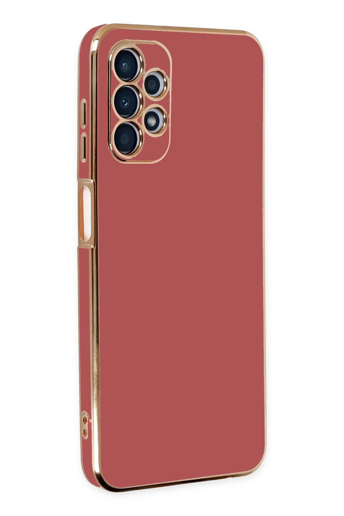cepmoda Samsung Galaxy A13 4G - Gold Çizgili Renkli Shiny Silikon Kılıf / Kapak - KIRMIZI