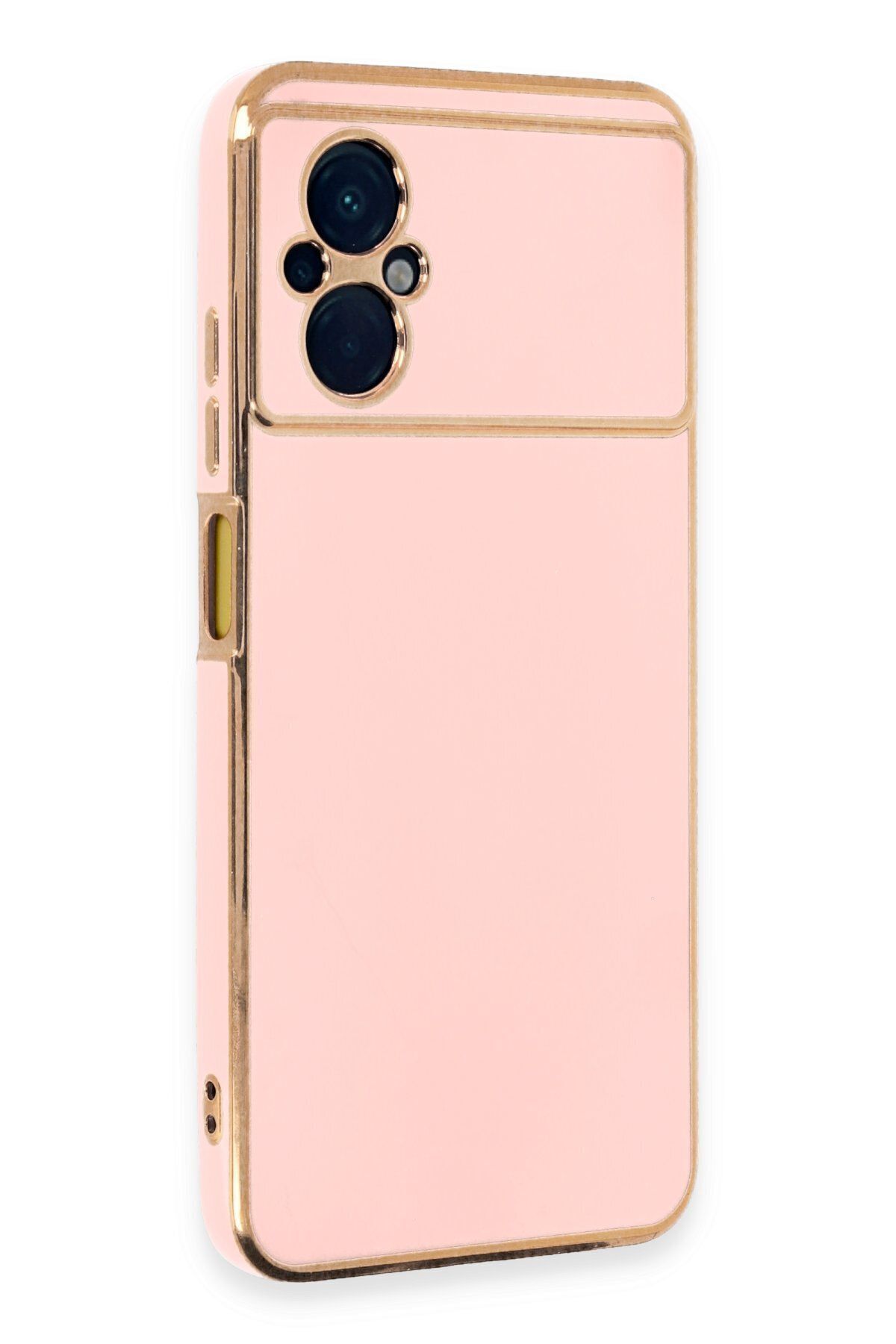 cepmoda Xiaomi Poco M5 - Gold Çizgili Renkli Shiny Silikon Kılıf / Kapak - PEMBE