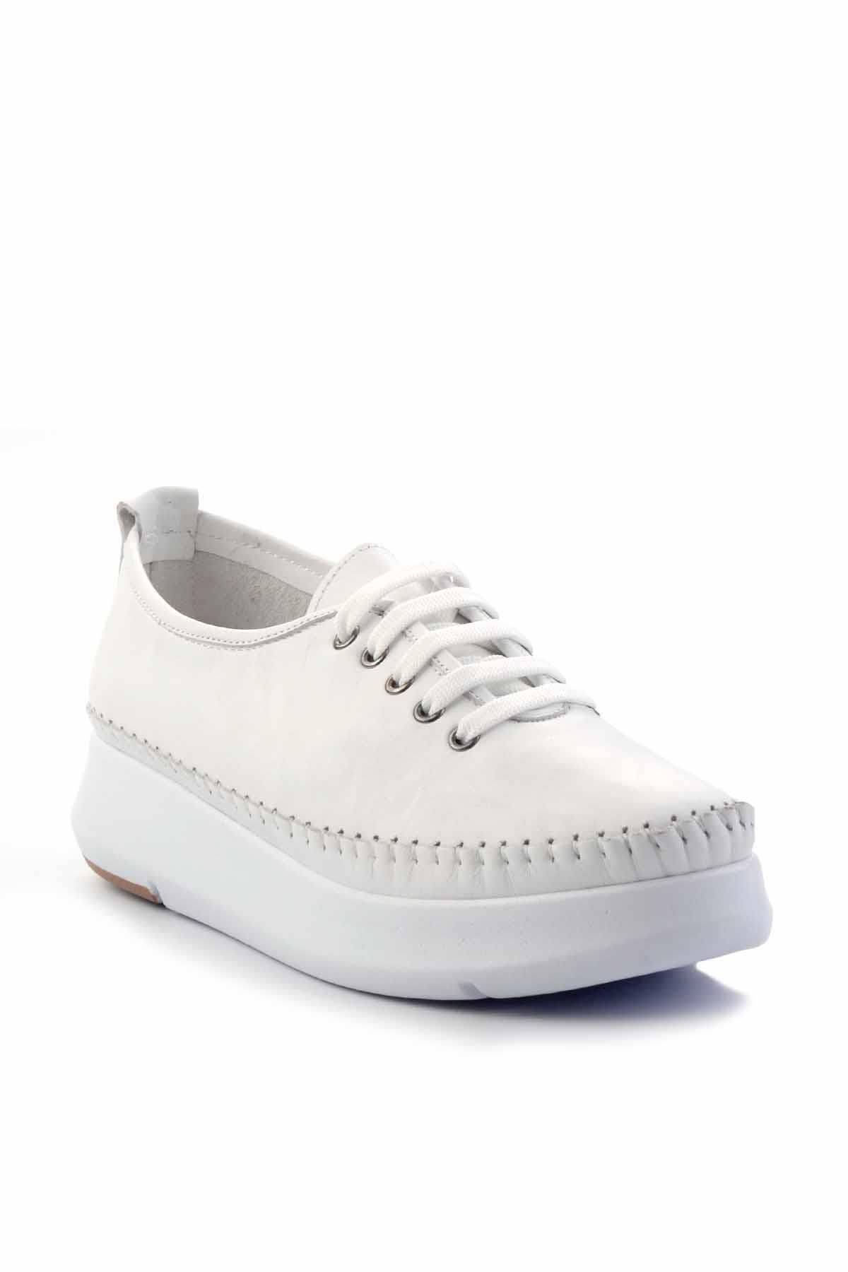 Bambi-White Genuine Leather Women's Casual Shoes K01908005203 3