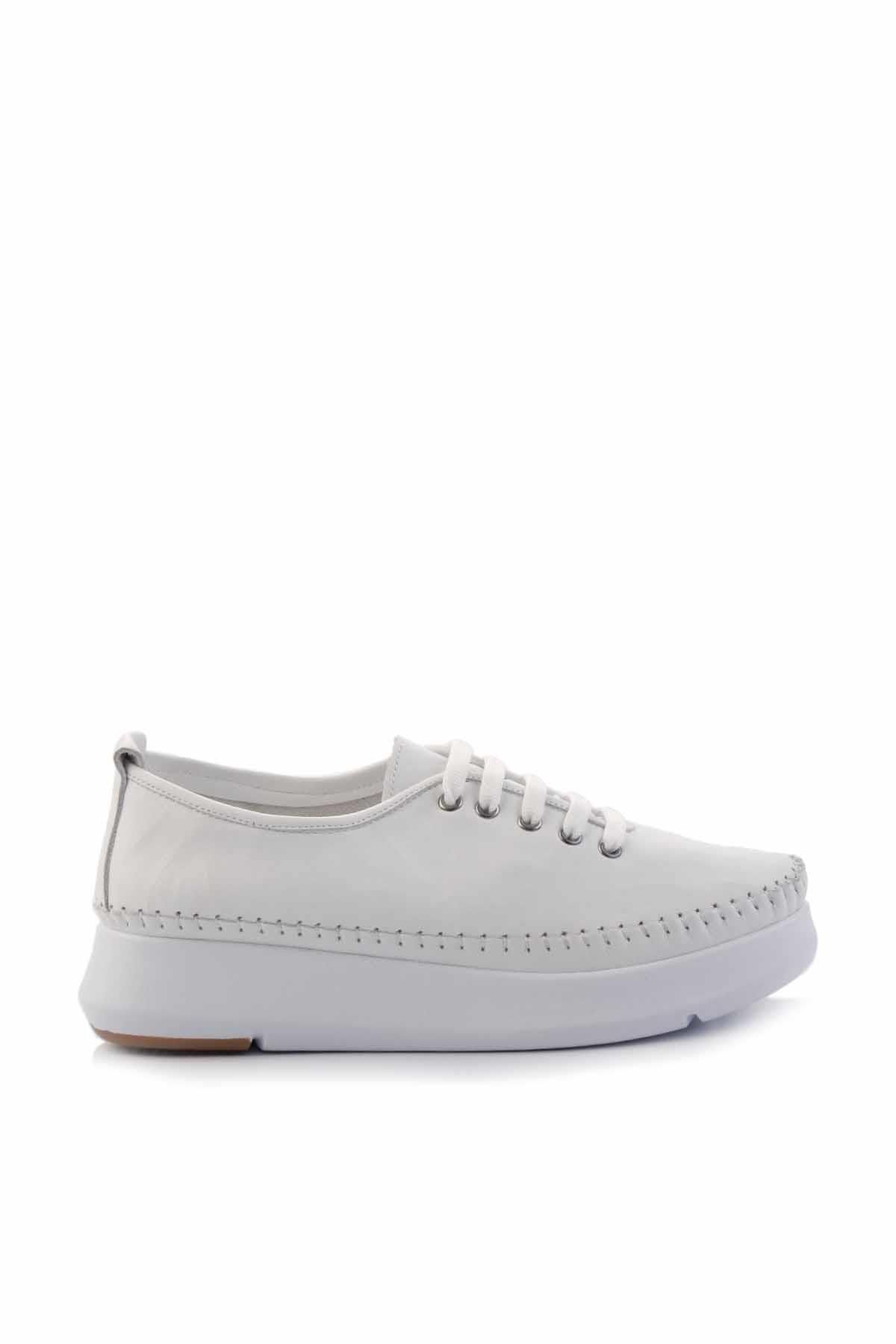 Bambi-White Genuine Leather Women's Casual Shoes K01908005203 2