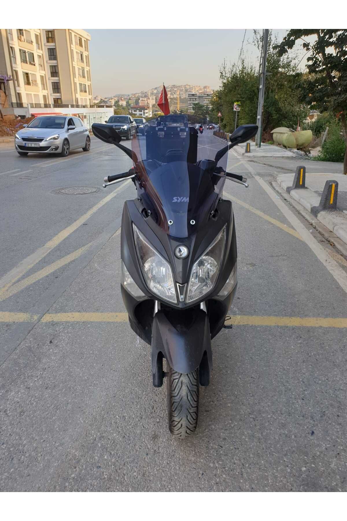 SYM Joymax 250 İ Siperlik Ön Cam 2013 2016 Model 54cm Füme Renkli 4mm KISA SPOR CAM