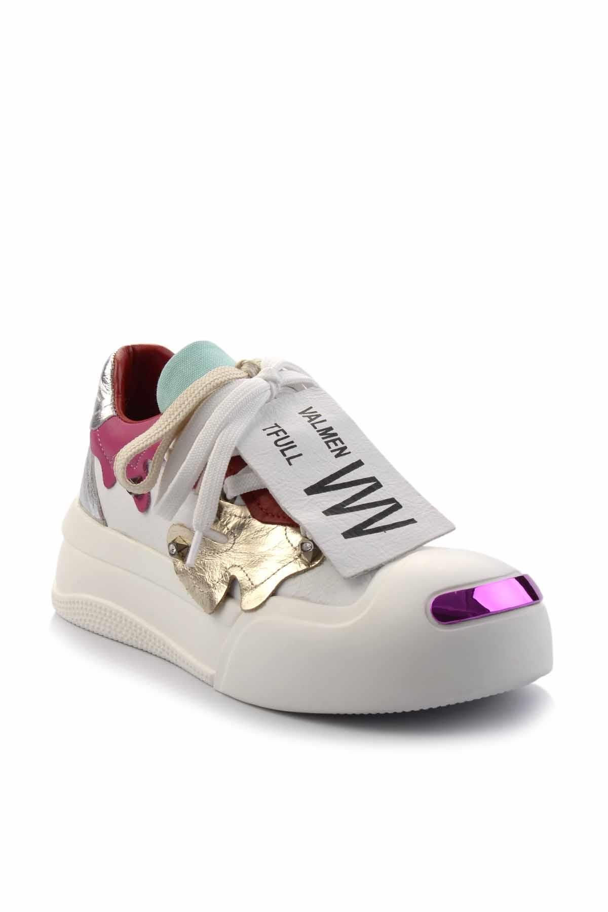Bambi-K01480002703 Model Biele dámske tenisky z pravej kože 3