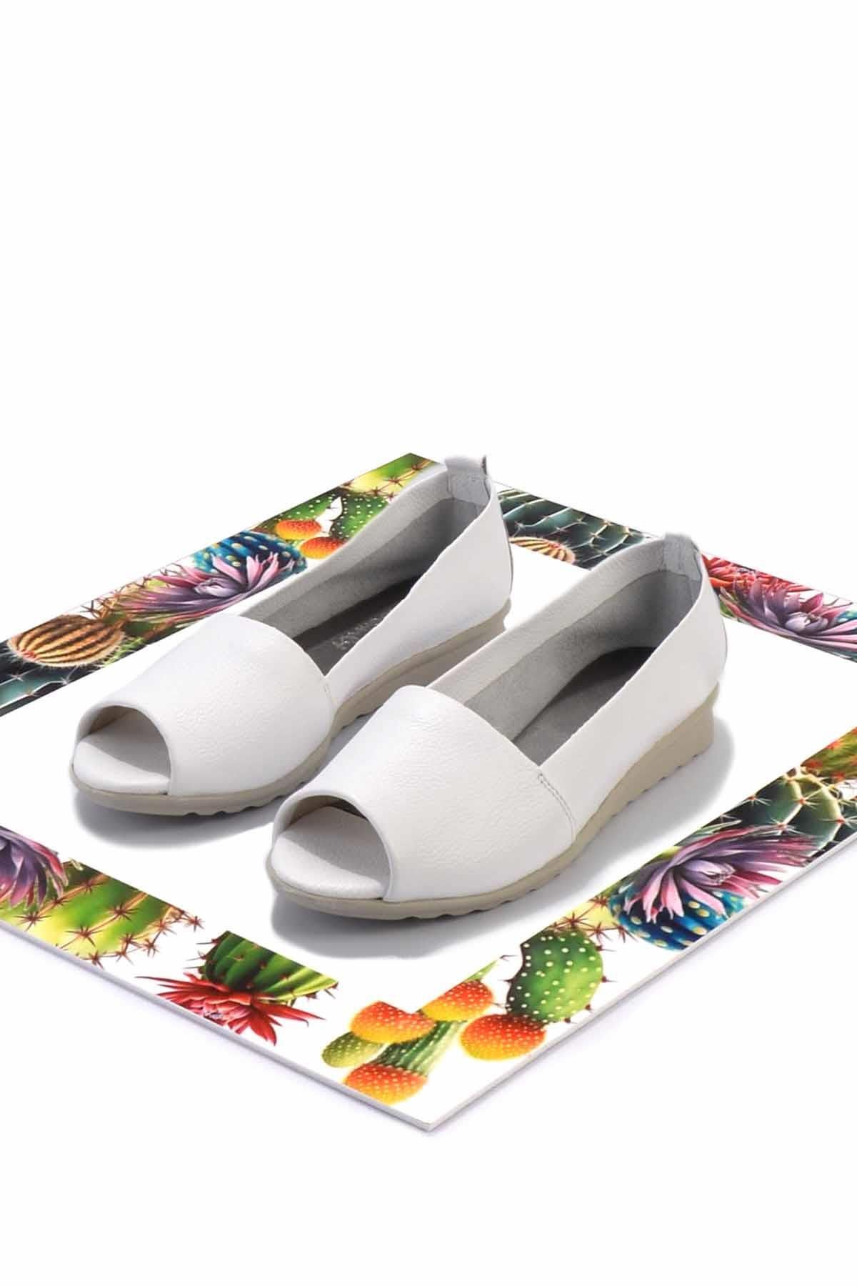 Bambi Matowa Biała Skórzana Espadryle Damskie 03 Kobieta - 40