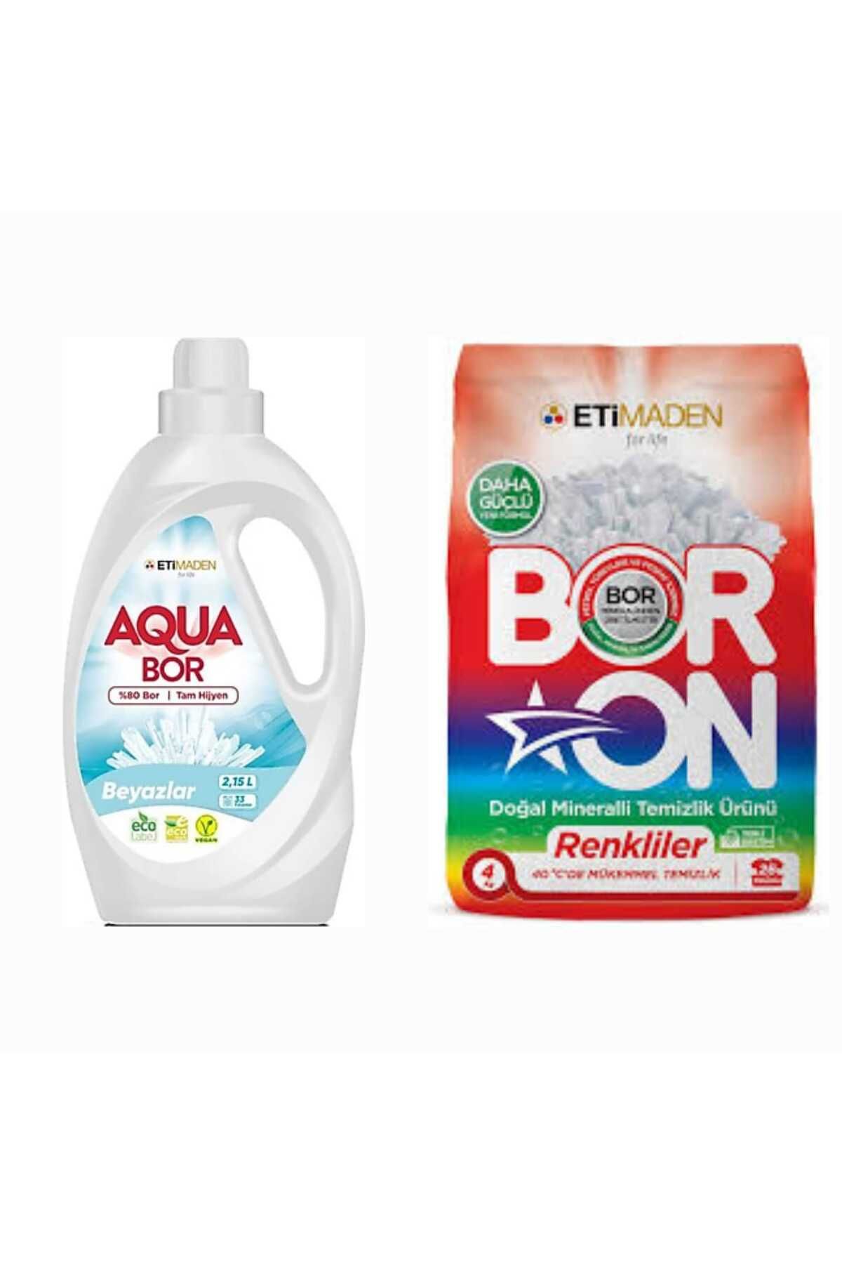 Aquabor Sivi Çamaşir Deterjani Beyazlar İçi̇n 33 Yikama + Toz 4 Kg Renkli̇ler İçi̇n 26 Yikama Tm