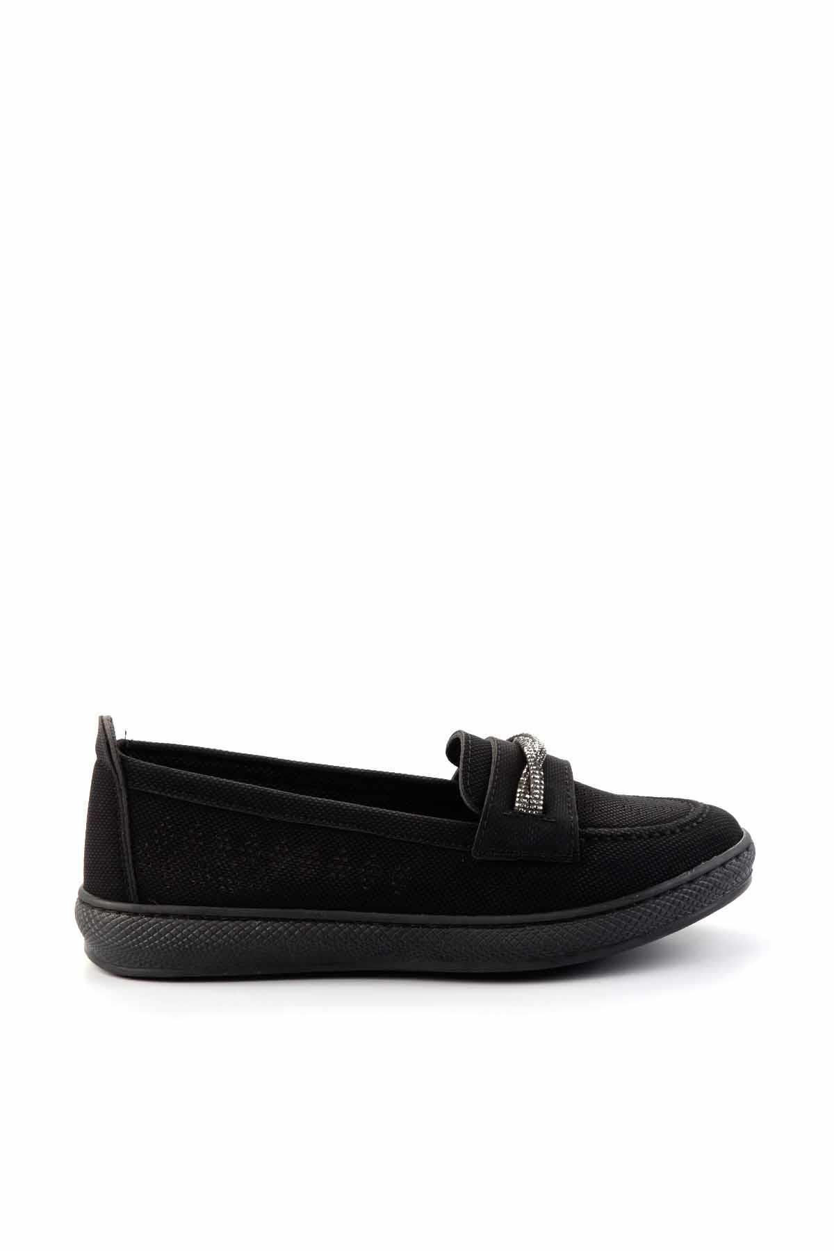 کفش لوفر زنانه مشکی Nubuck K01451100301 Bambi