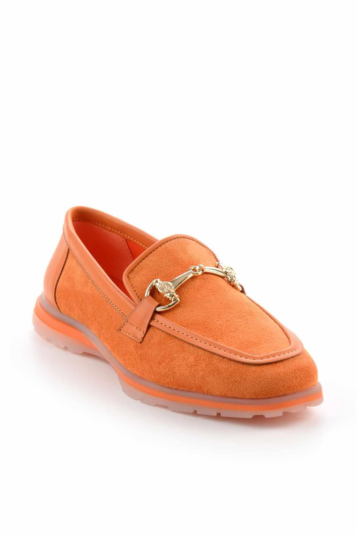 Bambi-Orange Suede Women's Loafer Shoes01225090202 3