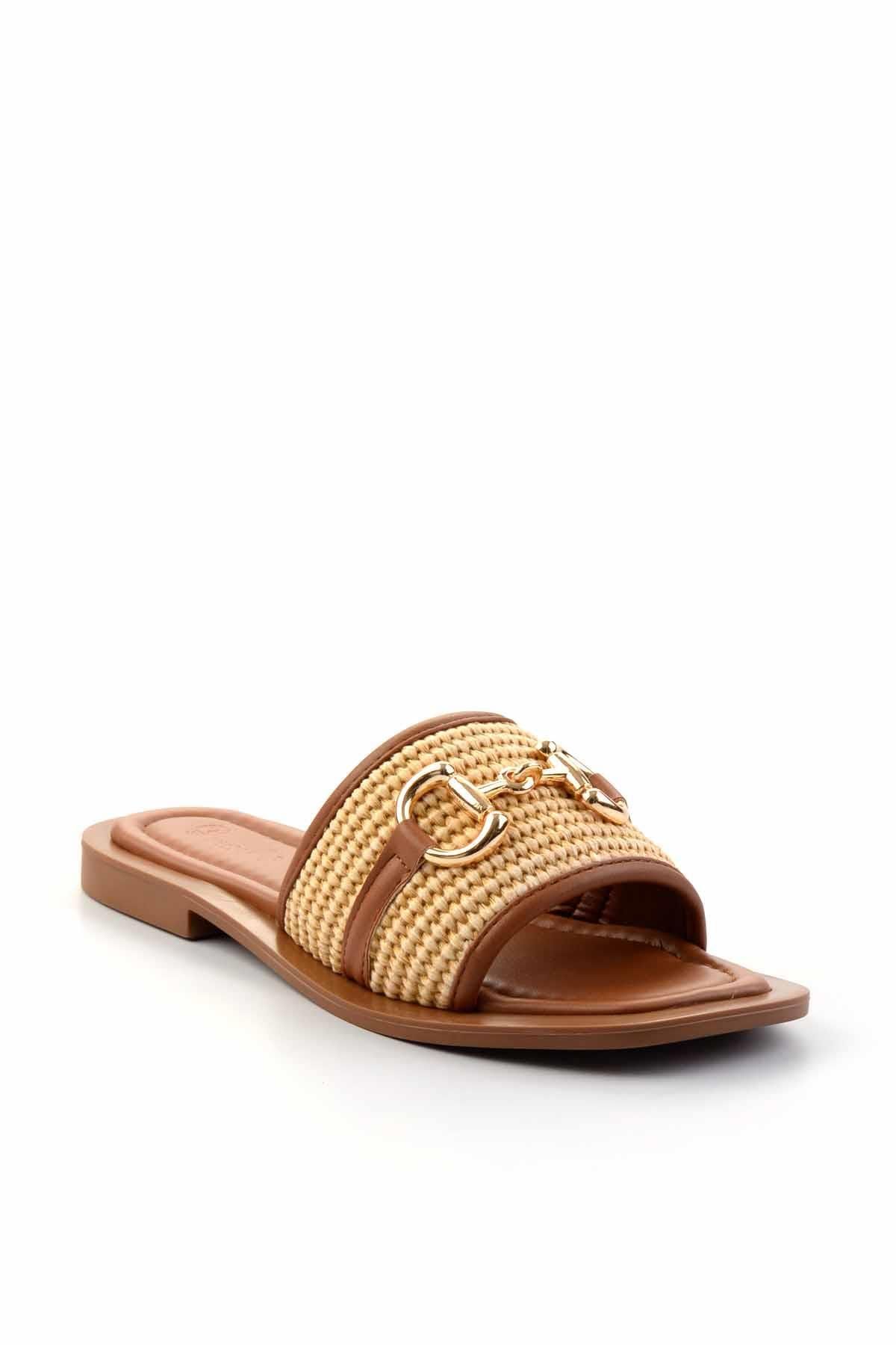 Bambi-Γυναικείες παντόφλες Beige Tan Straw K 04826500328 3