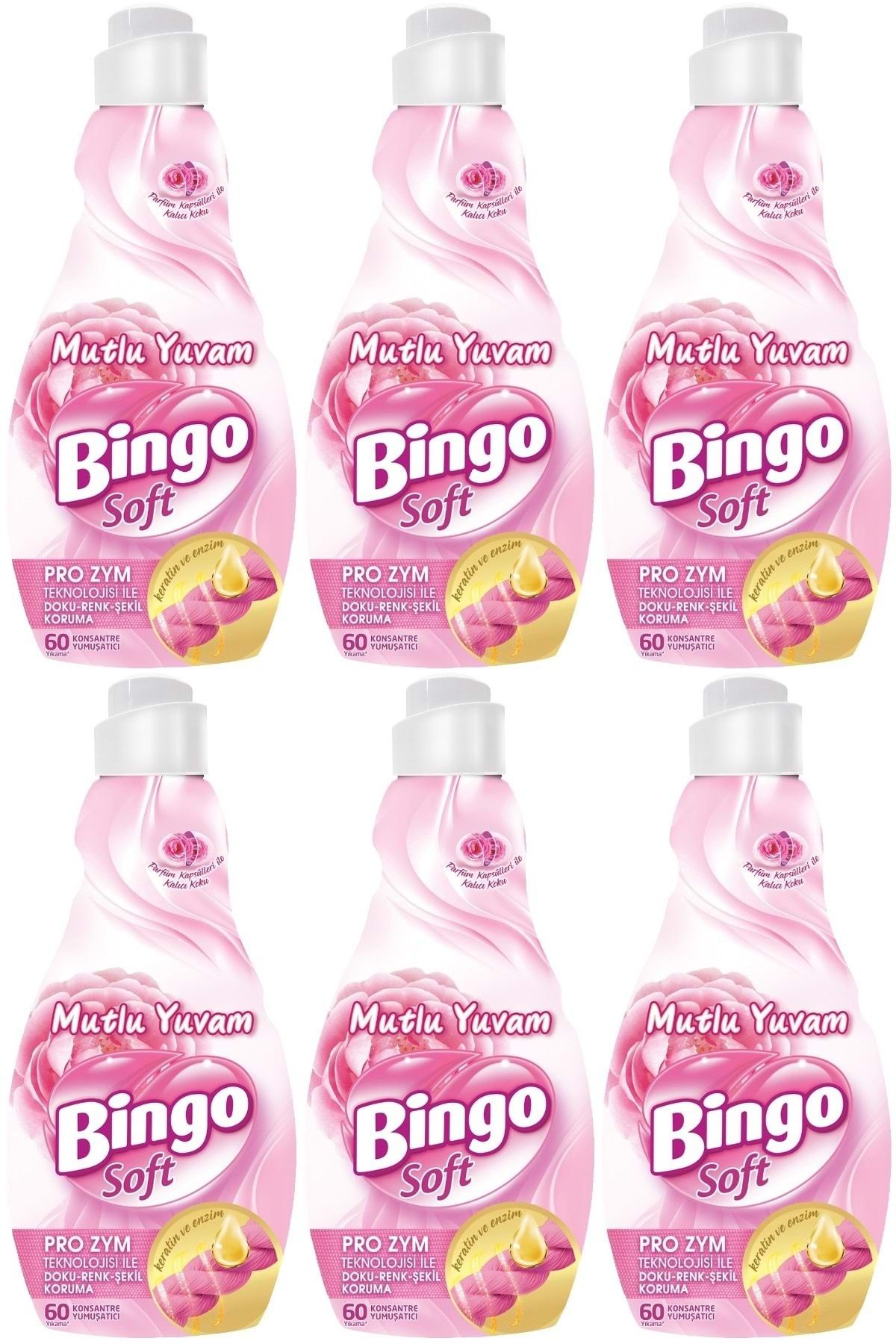 Bingo Soft Çamaşır Yumuşatıcı Konsantre 1440ML Mutlu Yuvam (6 Lı Set)