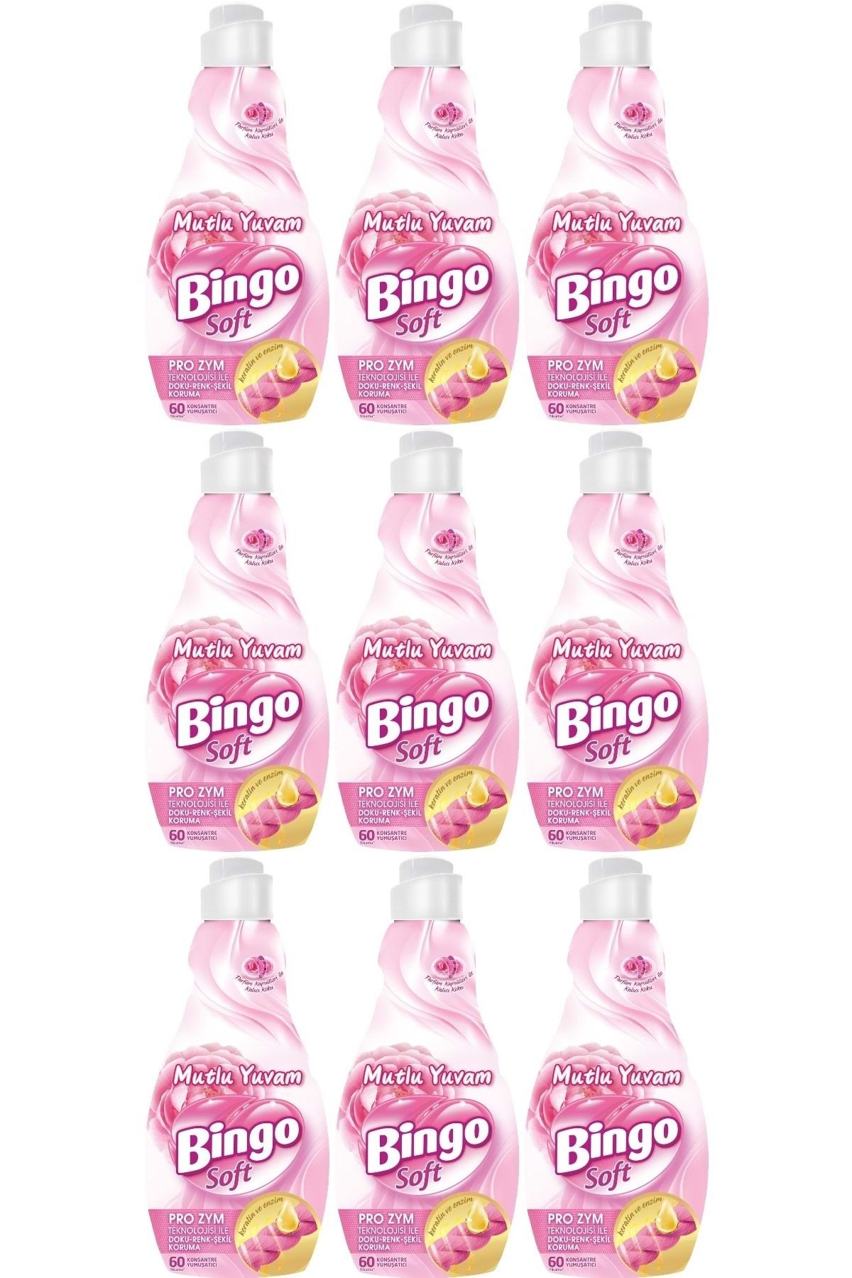 Bingo Soft Çamaşır Yumuşatıcı Konsantre 1440ML Mutlu Yuvam (9 Lu Set)