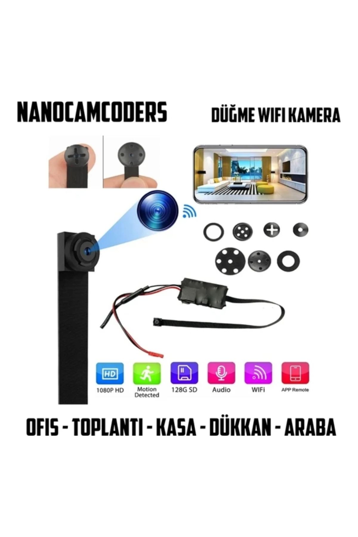 Nanocamcoders 1k ° 1080p Gizli Mini Düğme Wifi Güvenlik Kamerası Mikro Gözetleme Video Güvenlik Gizli Kamera dgm89