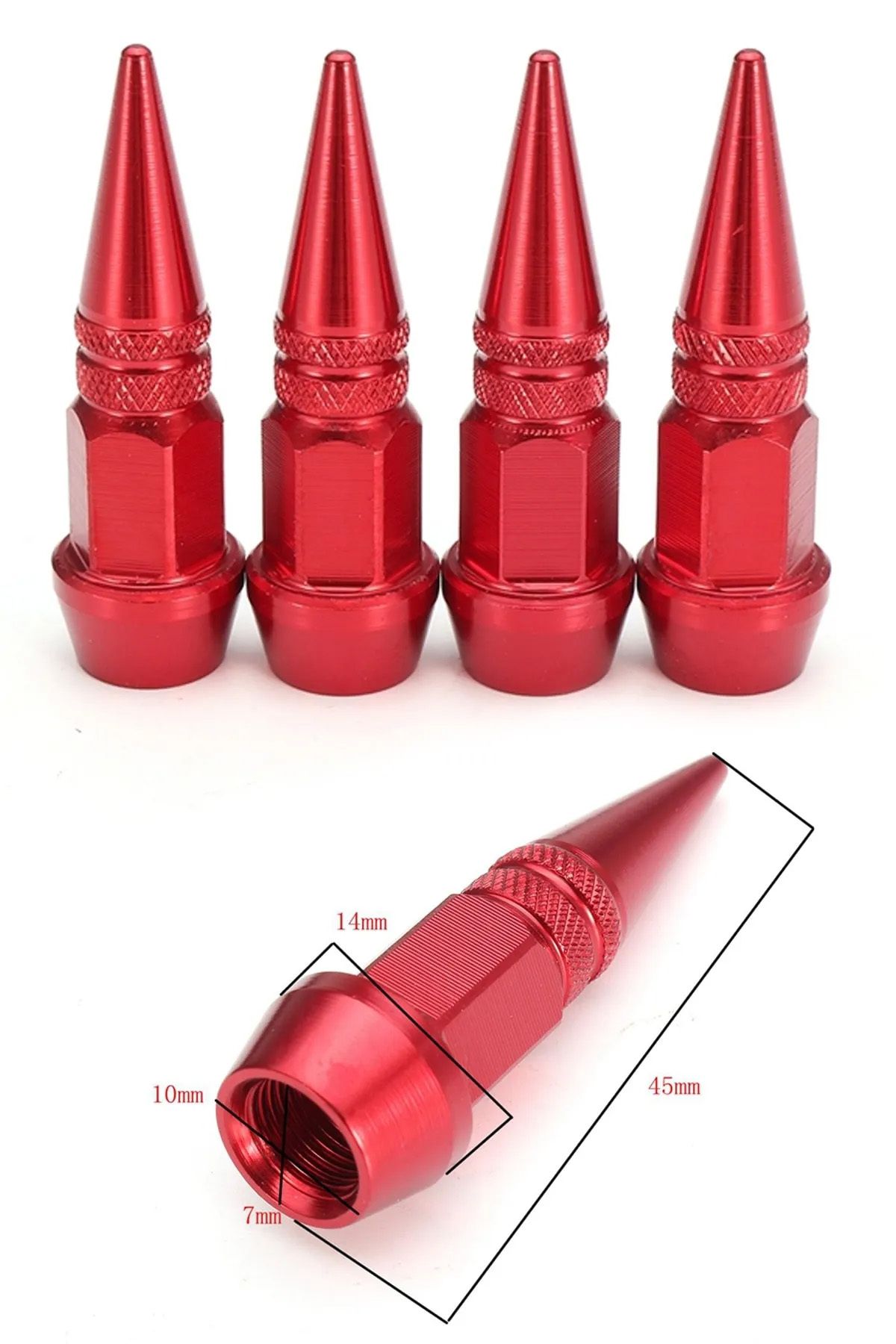 Alüminyum Sivri Sibop Kapağı 4'lü Kırmızı Sibob Kapağı 45mm