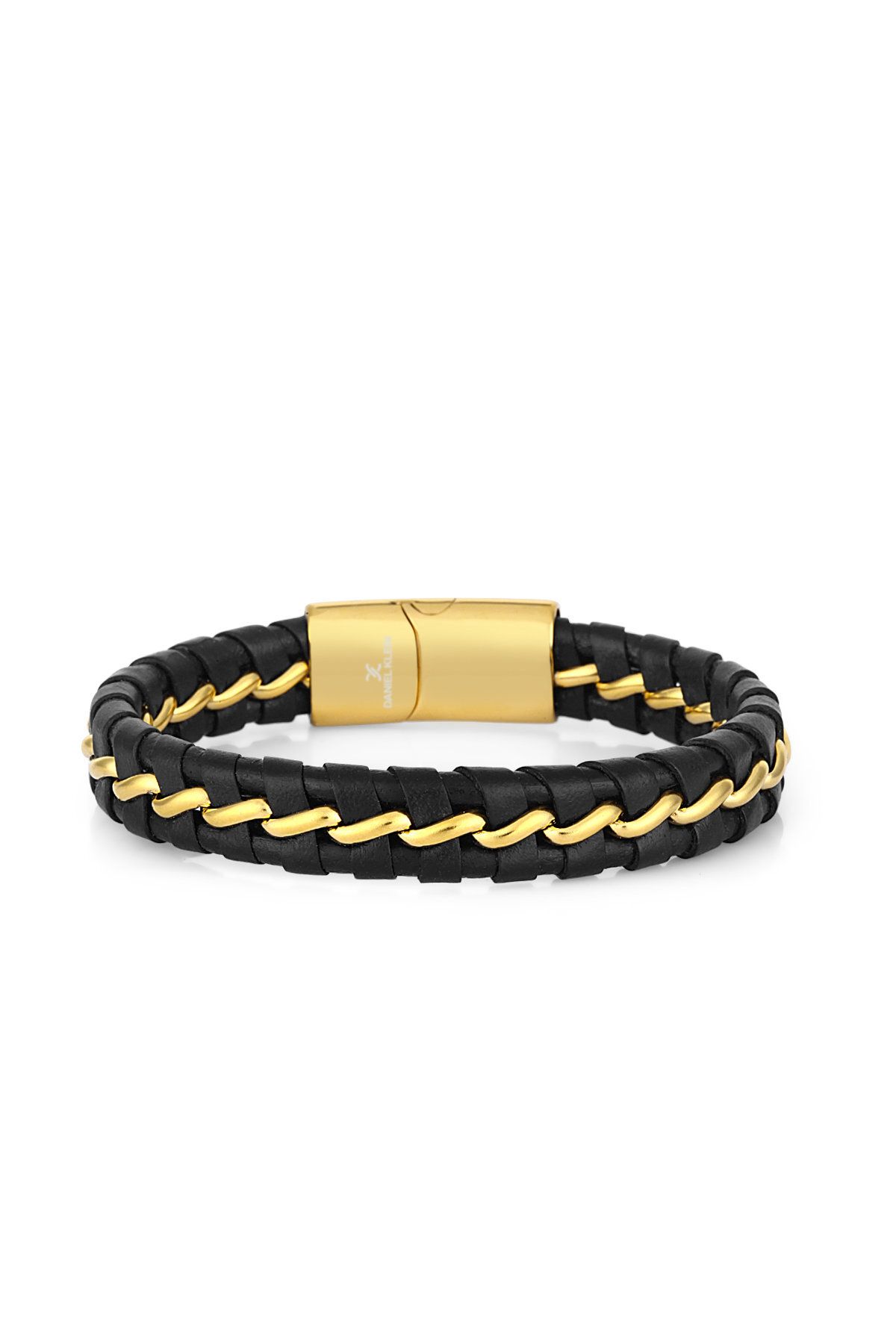 Daniel Klein-Mtk11256 Gold Color Leather Men's Bracelet 1