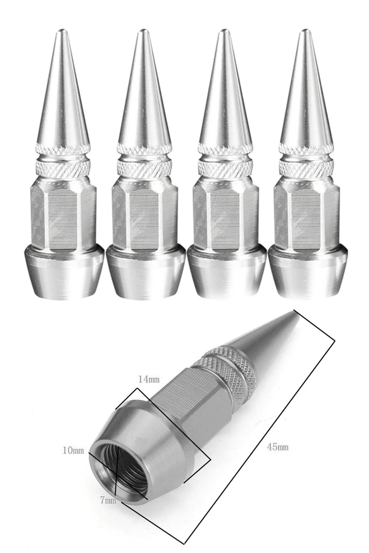 Alüminyum Sivri Sibop Kapağı 4'lü Gri Sibob Kapağı 45mm