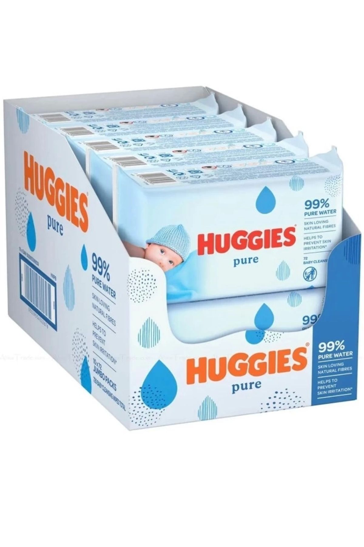 Huggies Pure Yenidoğan Hassas Islak Havlu 72 Yaprak 10'lu Maxi Paket (720 YAPRAK)