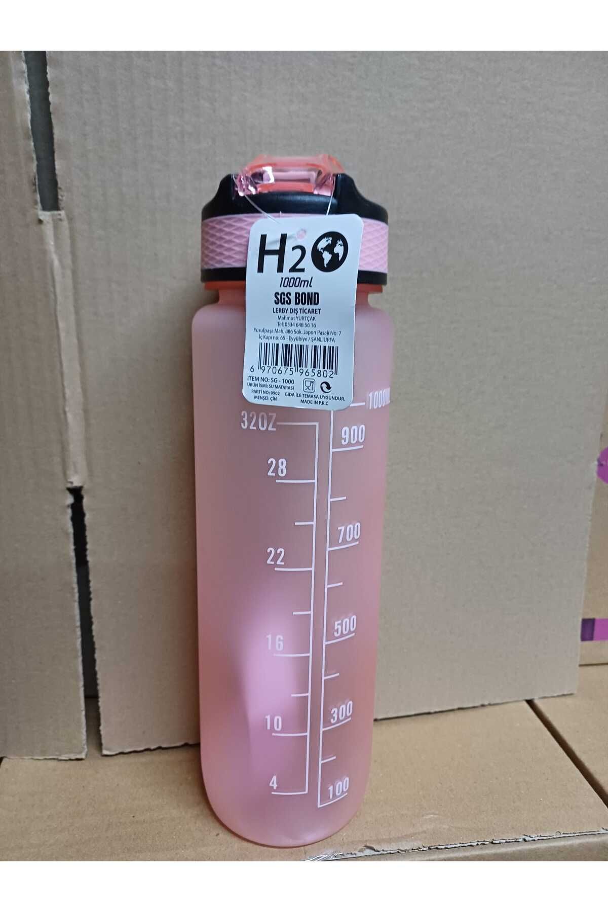 Dükkanönü-Pink Color Lockable Leak Proof Lid Flask with Straw and Motivational Lettering Flask 1 Liter 4