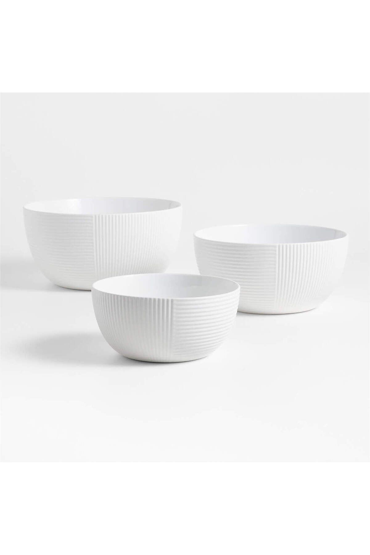 Crate & Barrel Hanno Beyaz Seramik Karıştırma Kasesi, 3'lü Set