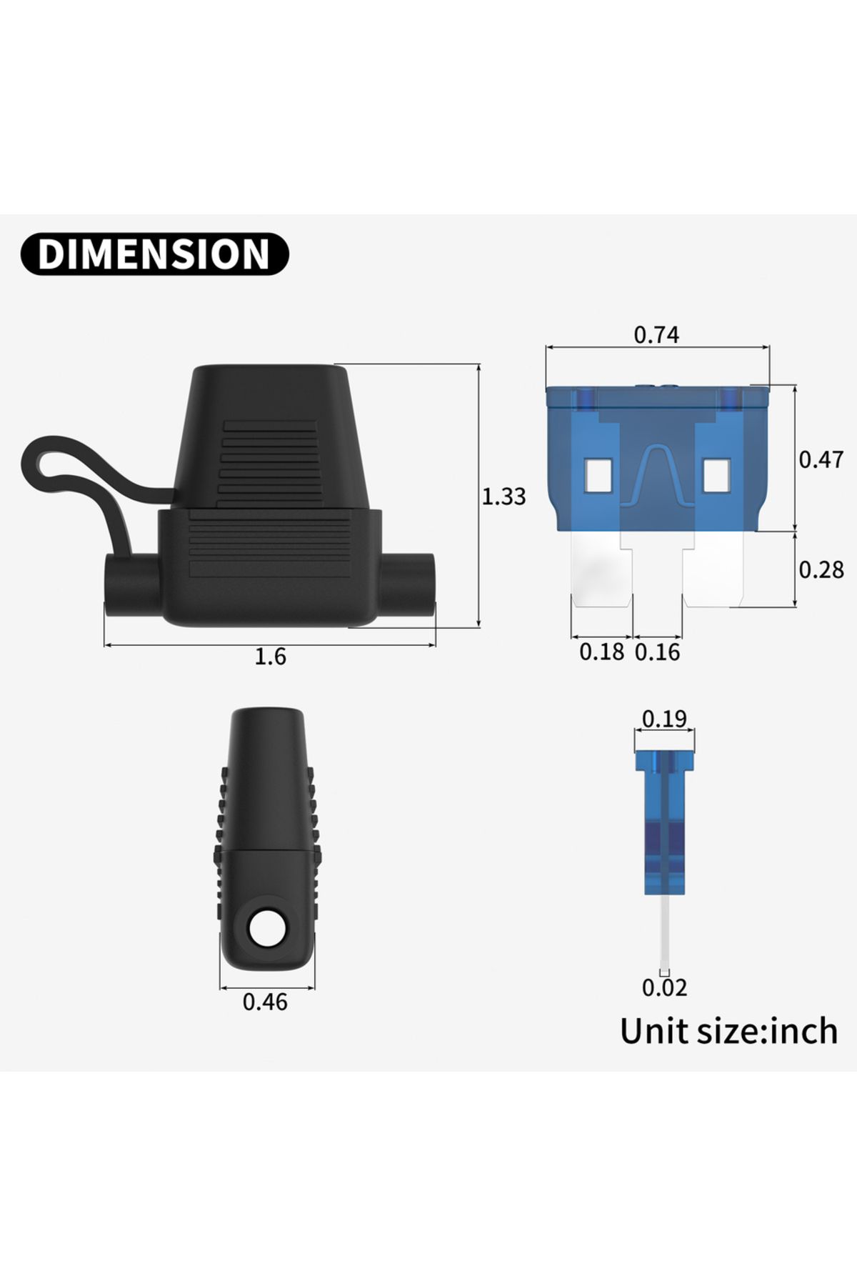Daiertek-10A DaierTek 5PCS 18 Gauge Fuse Holder 12V for ATC/ATO Blade Fuse Inline Fuse Holder 12V with 18 AWG 2