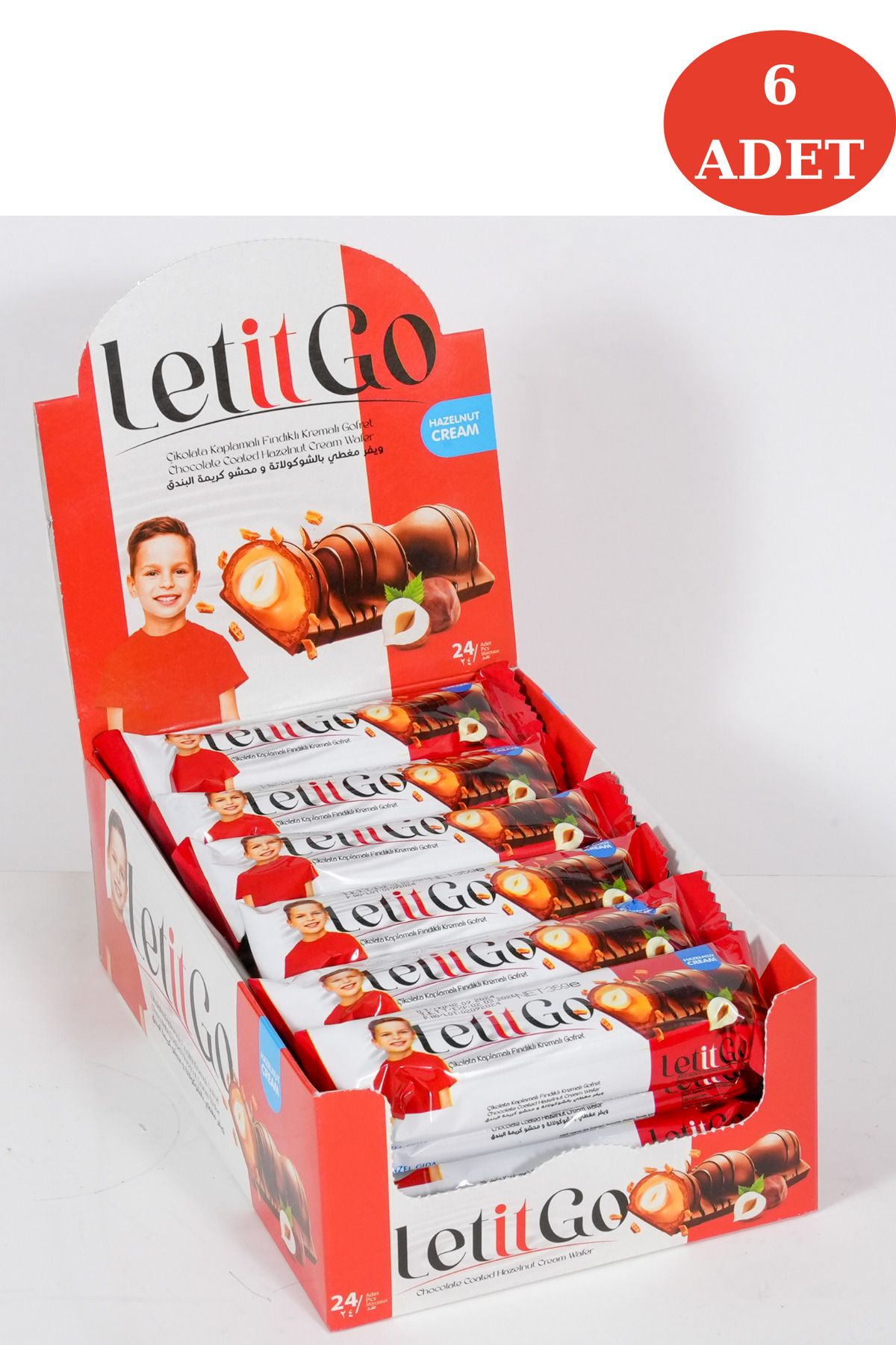 LET IT GO Çikolata Kaplamalı Fındık Kremalı Gofret 350Gr*24 Adet (6 Paket)!!!