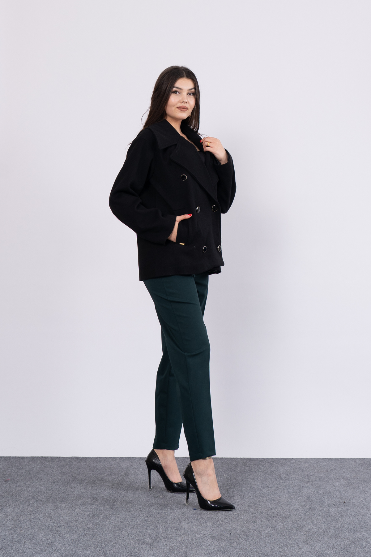 MissVina  Oversize Trend Geniş Kısa Kaban Palto 2591 - Görsel 4