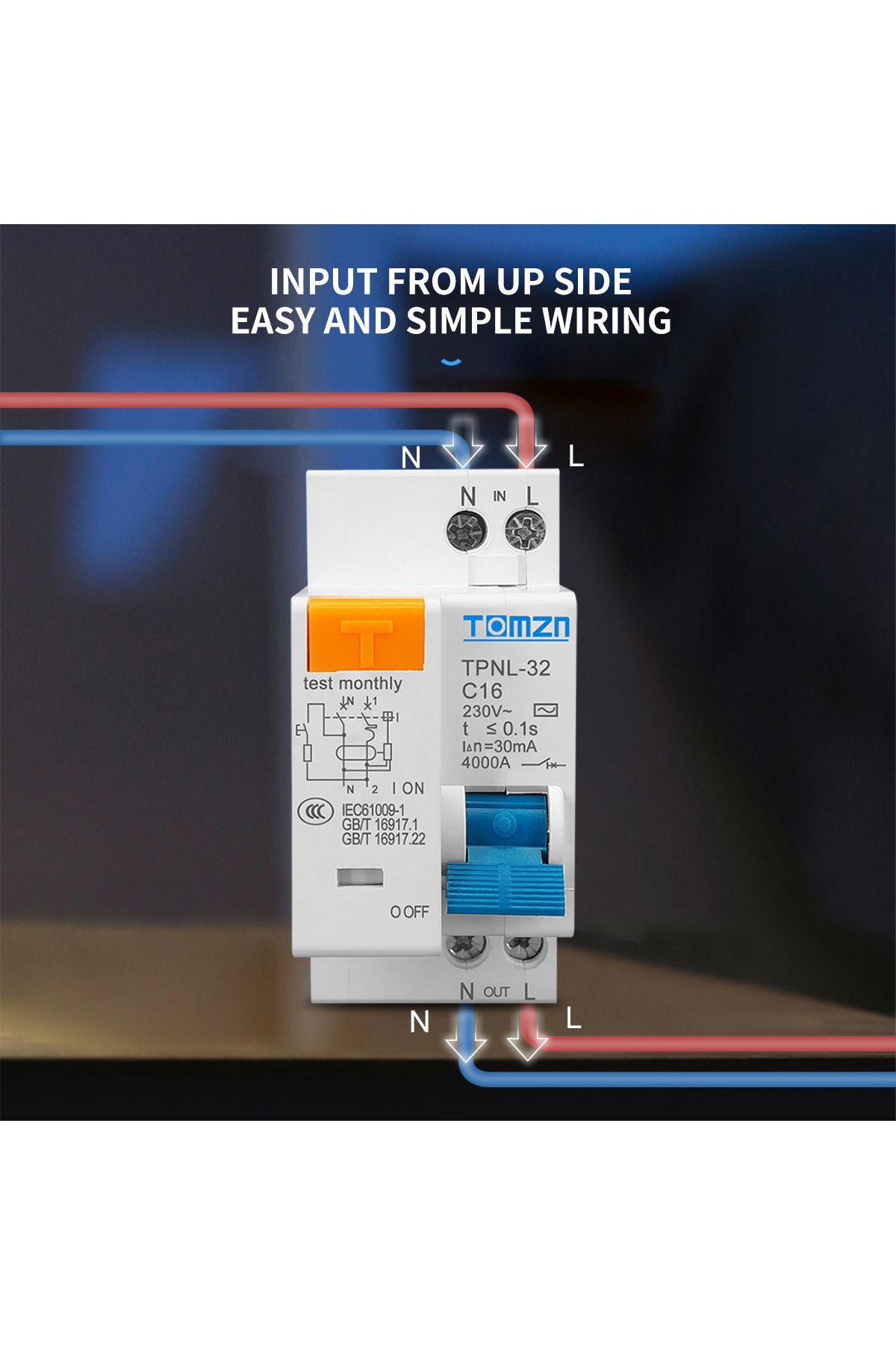 TOMZN-Tpnl 32a Tpnl Dpnl 230v 1p N Residual Circuit Breaker With Over And Short Current Leakage Protection 5